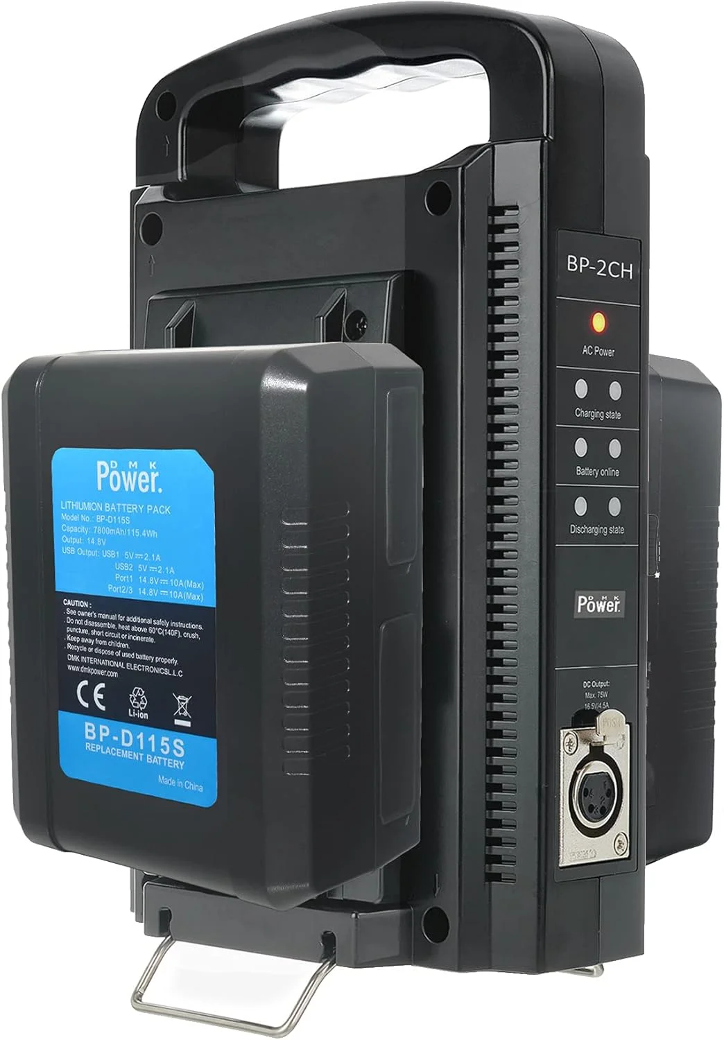 شارژر سریع دوگانه باتری DMK Power BP-2CH و 2 عدد باتری لیتیوم یونی 14.8 ولت 7800 میلی آمپر ساعت 115 وات BP-D115S با پایه V مناسب برای دوربین های فیلمبرداری Sony HDCAM، XDCAM، سینمای دیجیتال و سایر دوربین های فیلمبرداری شارژر سریع دوگانه باتری DMK Power BP-2CH و 2 عدد باتری لیتیوم یونی 14.8 ولت 7800 میلی آمپر ساعت 115 وات BP-D115S با پایه V مناسب برای دوربین های فیلمبرداری Sony HDCAM، XDCAM، سینمای دیجیتال و سایر دوربین های فیلمبرداری