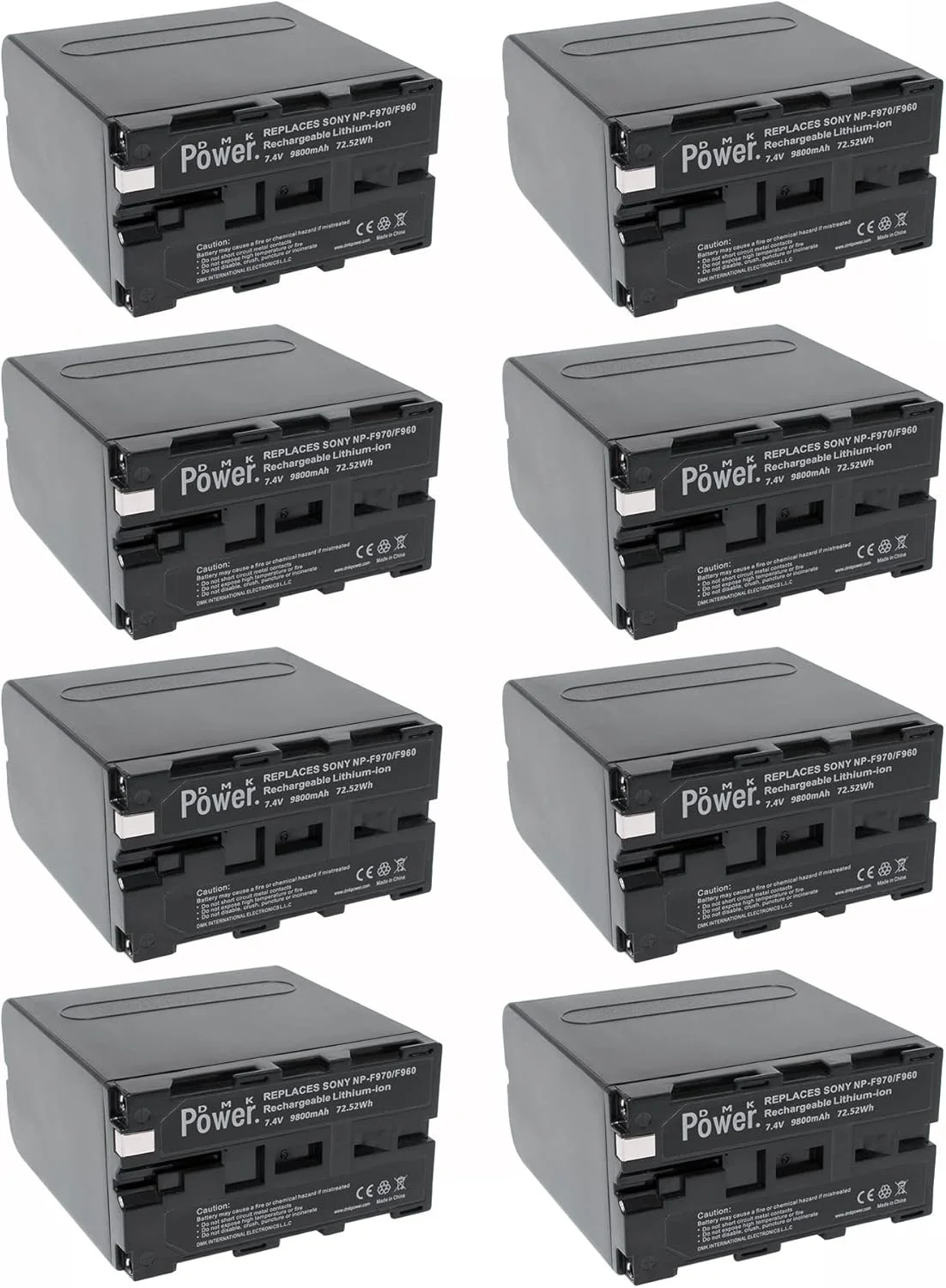 DMK پاور NP-F970/NP-F960 "بسته 8 عددی باتری 9800mAh و 1 عدد شارژر دوگانه دیجیتال DC-01"، ساخته شده فقط برای چراغ های LED عکس و فیلم و مانیتور (نه برای دوربین ها و فیلمبرداری)