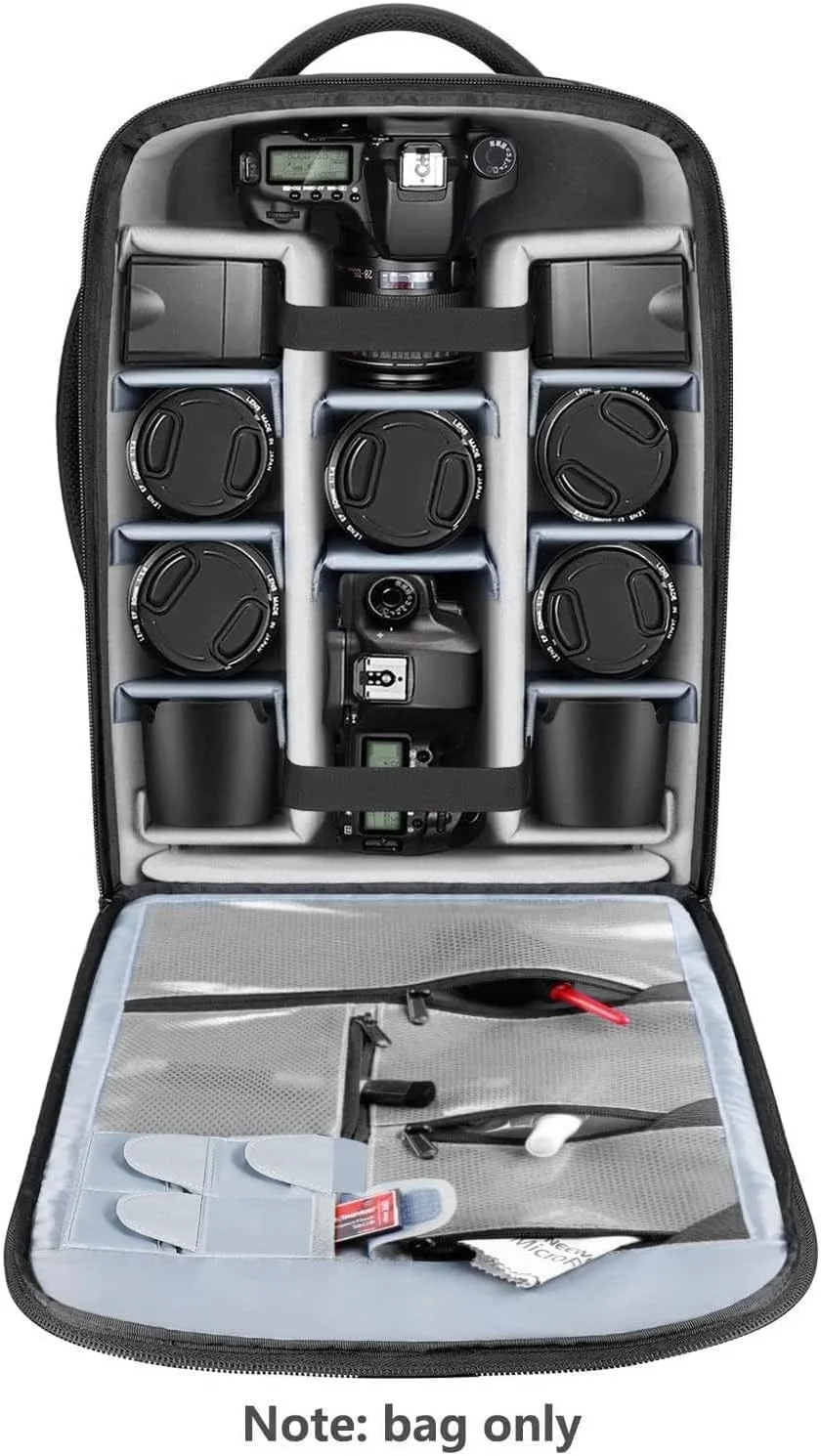 کیف دوربین چرخ دار 2 در 1 نیور با دسته دوتایی، محفظه جداشدنی ضد ضربه برای دوربین های SLR/DSLR، سه پایه، لنز و سایر لوازم جانبی (مشکی/خاکستری)