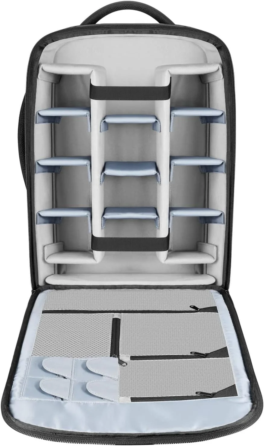 کیف دوربین چرخ دار 2 در 1 نیور با دسته دوتایی، محفظه جداشدنی ضد ضربه برای دوربین های SLR/DSLR، سه پایه، لنز و سایر لوازم جانبی (مشکی/خاکستری)