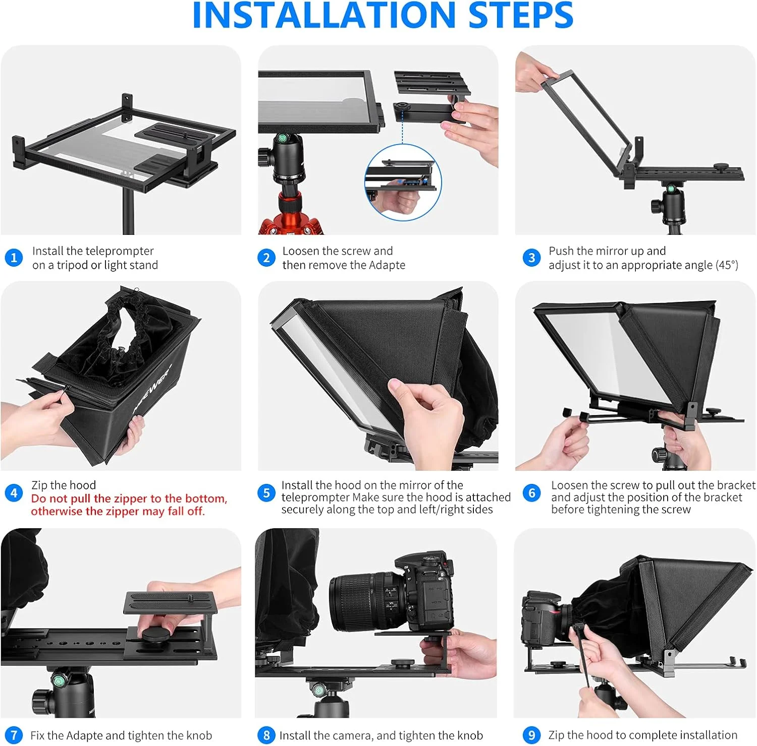 تله پرامپتر آلیاژ آلومینیومی 14 اینچی NEEWER X12 برای آیپد، تبلت، تلفن هوشمند، دوربین های DSLR با کنترل از راه دور، کیف حمل، سازگار با برنامه iOS/Android برای آموزش آنلاین/Vlogger/پخش زنده