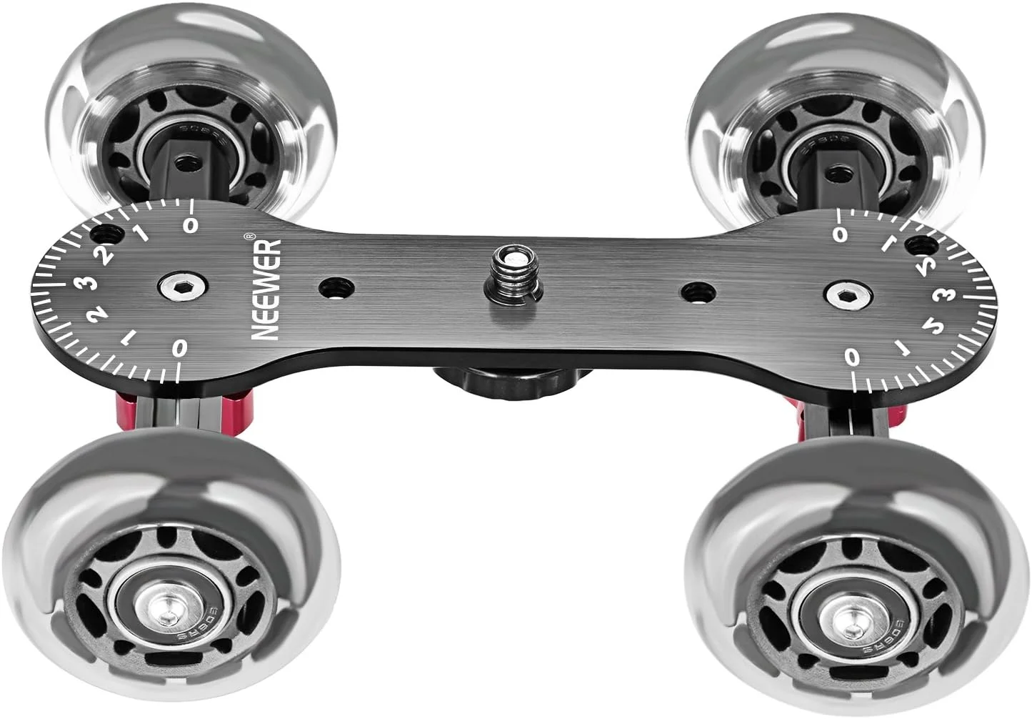 لغزنده دالی دوربین رومیزی مدرج Neewer با ظرفیت بار 10 کیلوگرم، طراحی اسکیت، میله های آلومینیومی، چرخ های لاستیکی چرخشی، رزوه های پیچ 1/4 اینچی و 3/8 اینچی برای دوربین های DSLR و فیلمبرداری (مشکی)