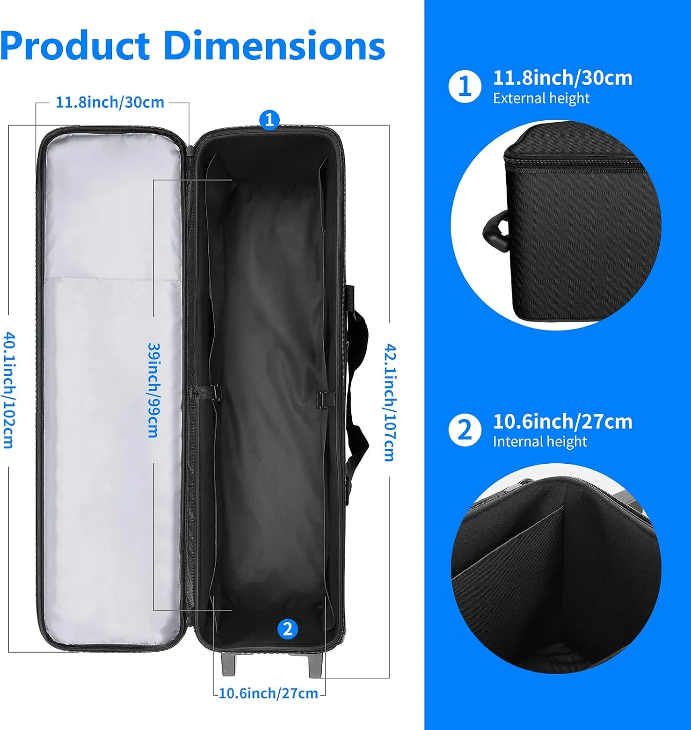 کیف حمل تجهیزات استودیویی نورپردازی Neewer، ابعاد 102x30x30 سانتی متر، دارای محفظه های جداگانه برای پایه نور، سه پایه، فلاش، چتر، استودیو عکاسی و غیره