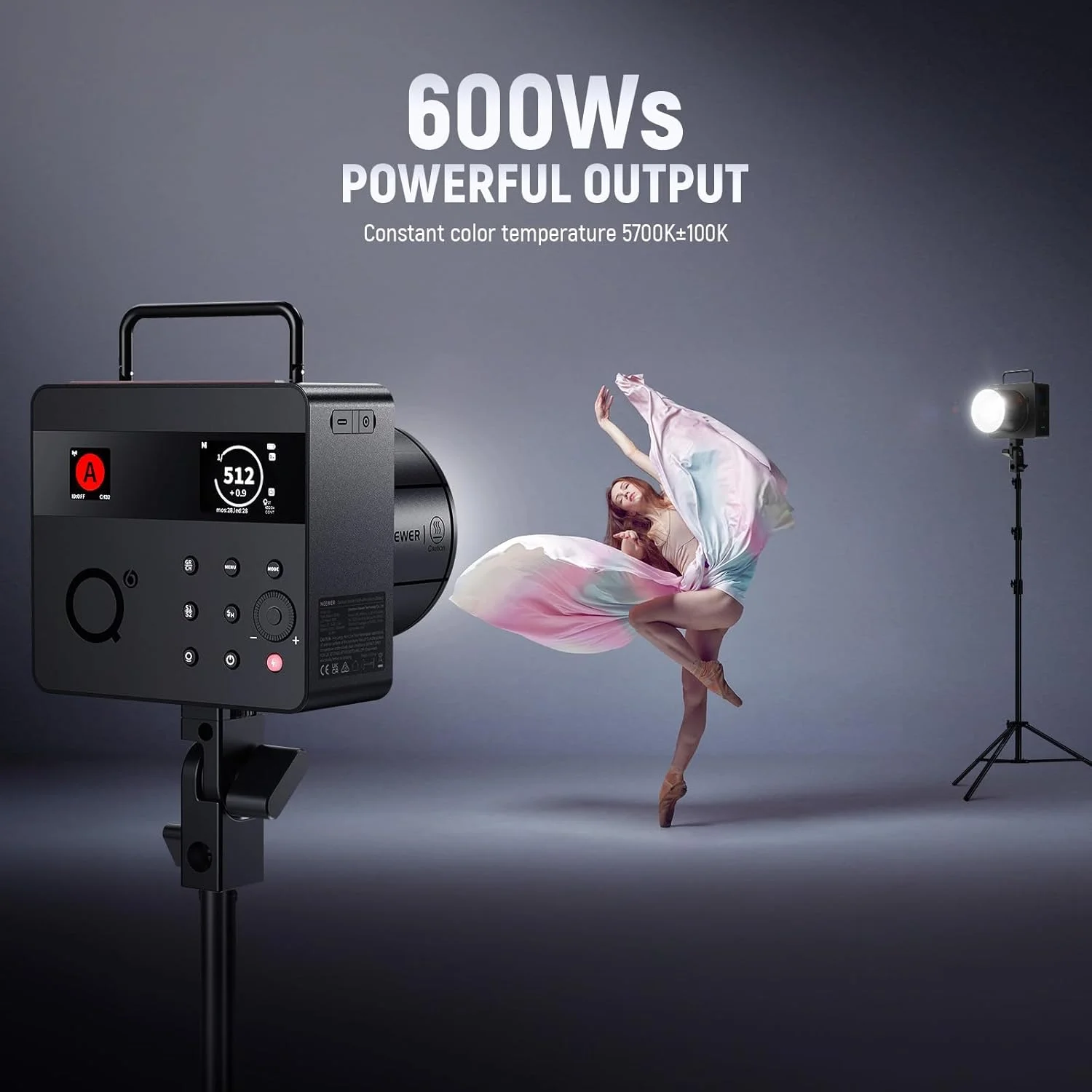 فلاش استودیویی قابل حمل NEEWER Q6 600Ws 2.4G TTL با کنترل از طریق اپلیکیشن، 1/1 تا 1/512، نور عکاسی بارقهای باتری 3000mAh با سرعت 1/8000 HSS، لامپ مدلینگ LED دو رنگ 30 واتی / 400 فلاش با قدرت کامل / بازیافت 0.01-0.9 ثانیه فلاش استودیویی قابل حمل NEEWER Q6 600Ws 2.4G TTL با کنترل از طریق اپلیکیشن، 1/1 تا 1/512، نور عکاسی بارقهای باتری 3000mAh با سرعت 1/8000 HSS، لامپ مدلینگ LED دو رنگ 30 واتی / 400 فلاش با قدرت کامل / بازیافت 0.01-0.9 ثانیه