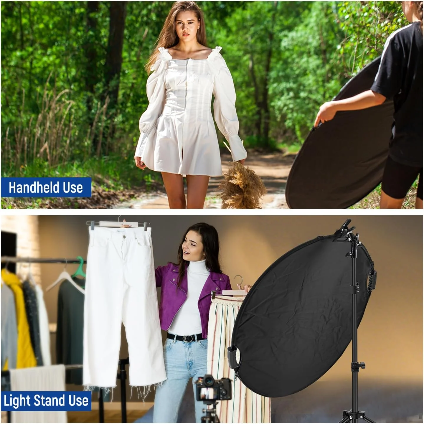 بازتابنده نور 5 در 1 نیوئر 80 سانتی متری با گیره و دستگیره، بازتابنده چند دیسکی تاشو عکاسی شفاف/نقره ای/طلایی/سفید/مشکی با رزوه 3/8 اینچی برای نورپردازی استودیویی در فضای باز، RF-80II بازتابنده نور 5 در 1 نیوئر 80 سانتی متری با گیره و دستگیره، بازتابنده چند دیسکی تاشو عکاسی شفاف/نقره ای/طلایی/سفید/مشکی با رزوه 3/8 اینچی برای نورپردازی استودیویی در فضای باز، RF-80II