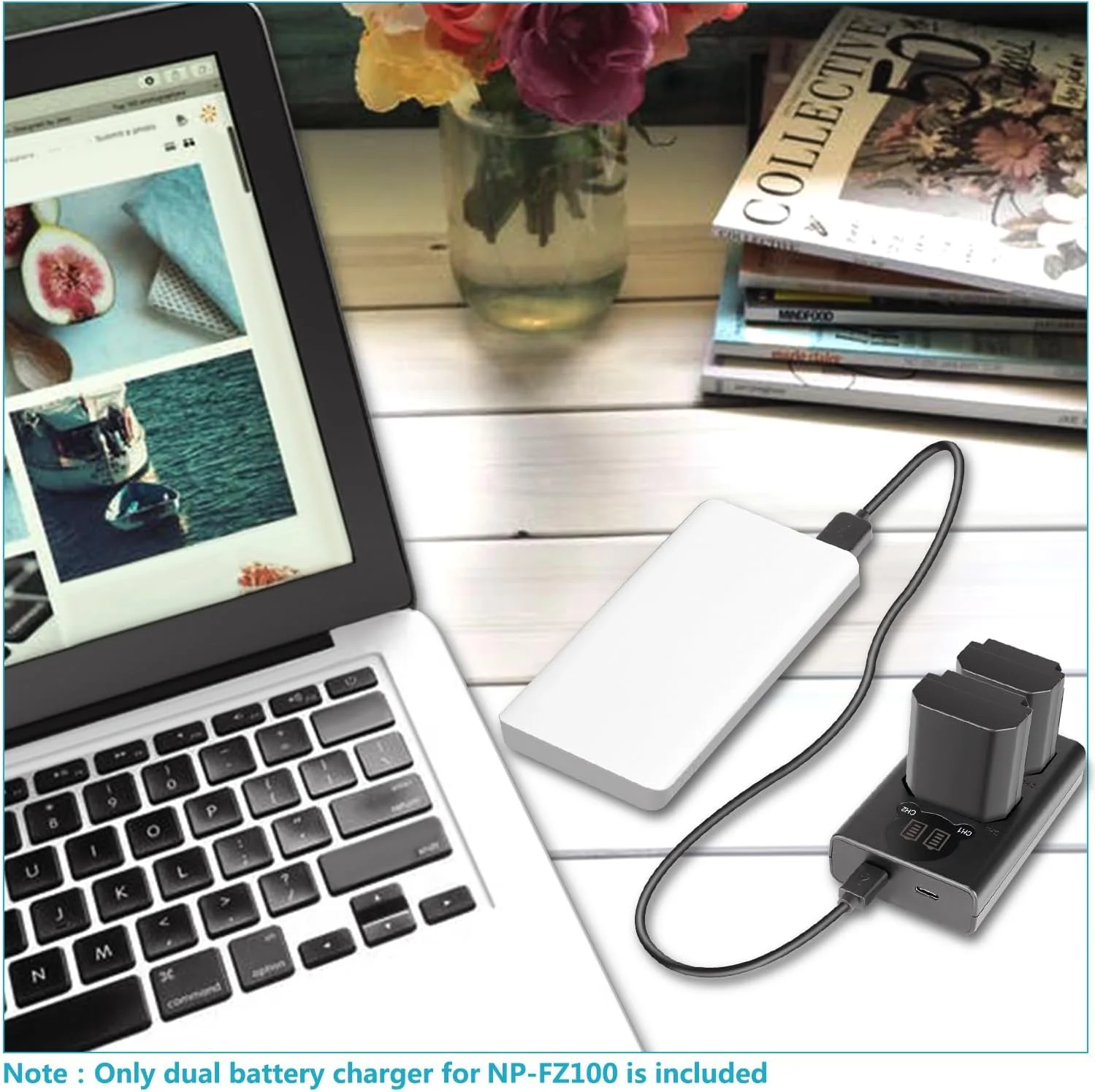 شارژر دوگانه USB نیور برای باتری سونی NP-FZ100، سازگار با دوربین های سونی ZV-E1, FX3, FX30, A1, A9 II, A7R V, A7S III, A7 IV, A6600, A7C، طراحی شده با صفحه نمایش LCD، گزینه های شارژ متنوع