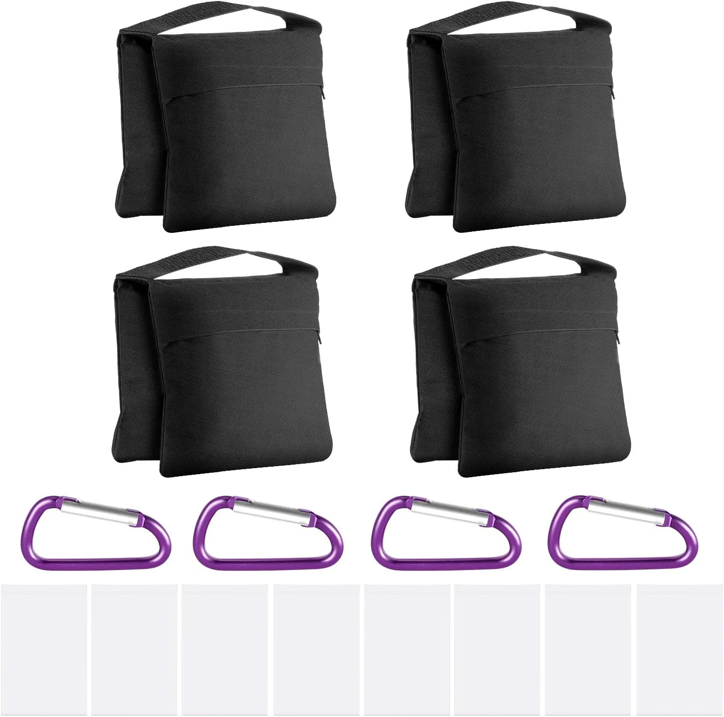 Neewer بسته 4 عددی کیسه شن سنگین عکاسی با طراحی خورجینی، 4 کیسه وزنه برای استودیو عکس و فیلم، حیاط خلوت، فضای باز، ورزش، شامل کیسه های PP شفاف و گیره (مشکی)