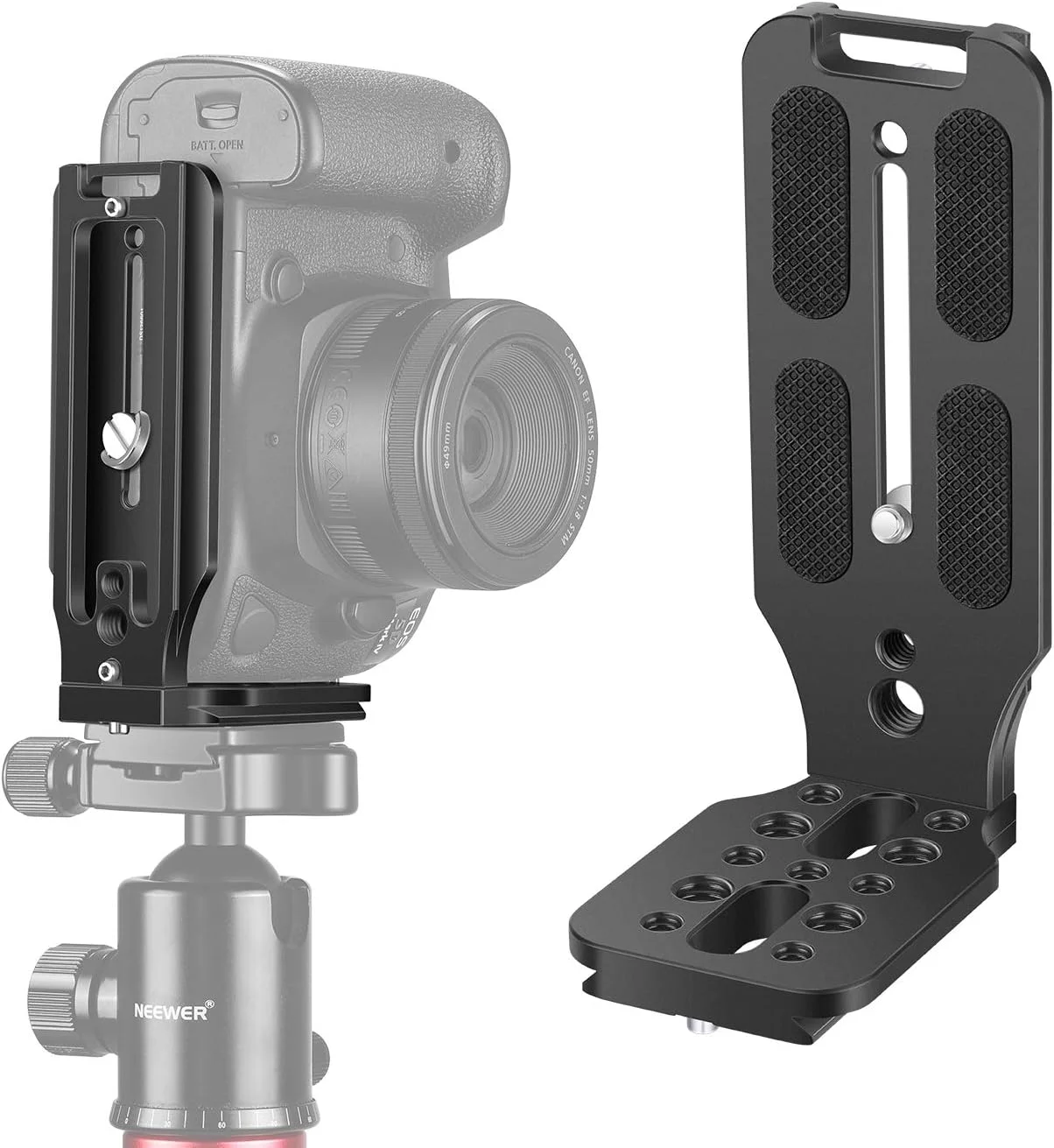 براکت L شکل NEEWER، صفحه QR عمودی، براکت L دوربین DSLR جهانی با پیچ 1/4 اینچی، پایه Arca سازگار با DJI Ronin Zhiyun Weebill Nikon Canon Sony Panasonic DSLR
