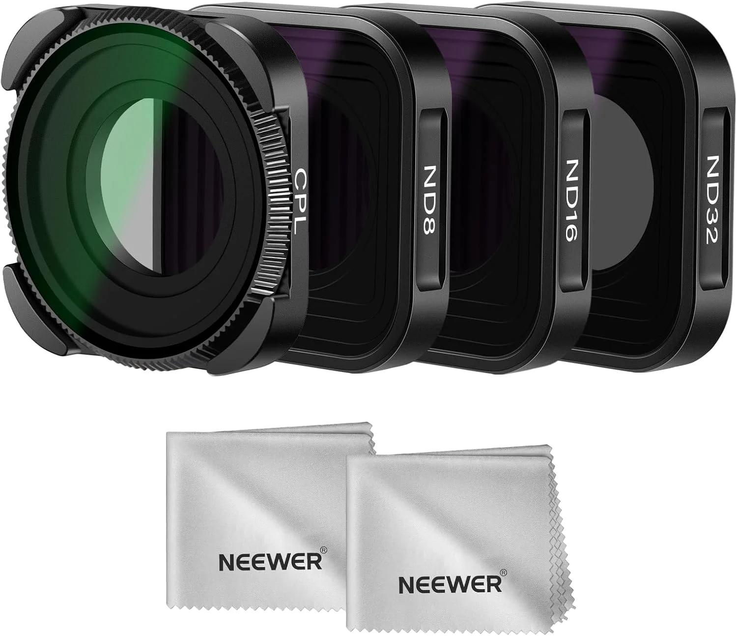مجموعه فیلتر ND نیوئر سازگار با GoPro Hero 13 Hero 11 Hero 10 Black، بسته 4 عددی (ND8 ND16 ND32 CPL)، فیلتر لنز پلاریزه با پوشش چند لایه HD باریک، لوازم جانبی دوربین اکشن (مشکی)