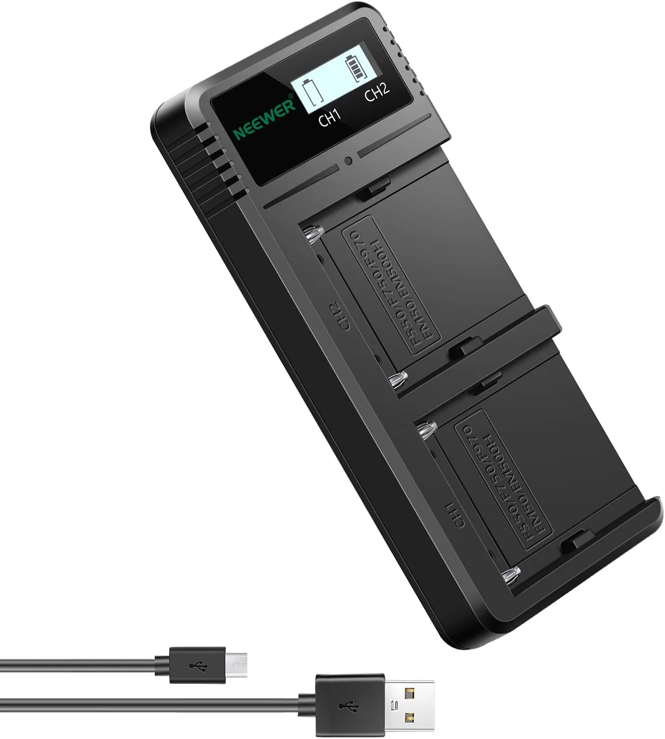 شارژر دوگانه USB نیور سازگار با باتری دوربین سونی NP-F970 NP-F960 NP-F950 NP-F930 NP-F770 NP-F750 NP-F570 NP-F550، شارژر سریع با صفحه نمایش LCD، گزینه های شارژ متنوع