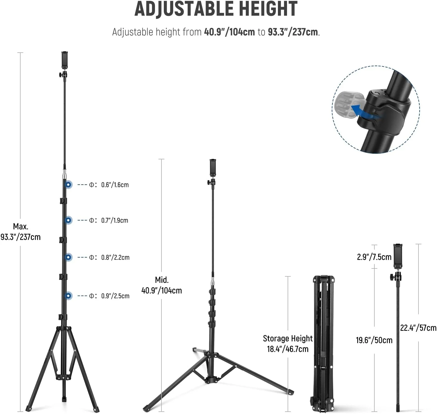 سه پایه گوشی 71 اینچی NEEWER با پایه های برگشت پذیر، بازوی انعطاف پذیر، سر توپی 360 درجه، نگهدارنده گوشی و کنترل از راه دور، پایه دوربین قابل حمل سازگار با آیفون 15 پرو مکس برای فیلمبرداری، TS06 سه پایه گوشی 71 اینچی NEEWER با پایه های برگشت پذیر، بازوی انعطاف پذیر، سر توپی 360 درجه، نگهدارنده گوشی و کنترل از راه دور، پایه دوربین قابل حمل سازگار با آیفون 15 پرو مکس برای فیلمبرداری، TS06