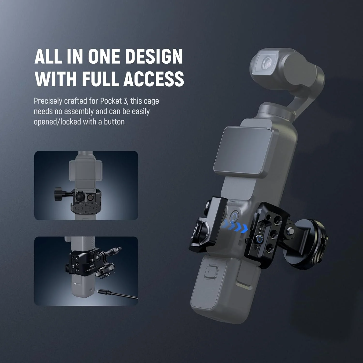 کیج گیمبال جیبی Neewer 3، ریگ ضبط ویدیویی آلیاژ آلومینیوم با آداپتور توسعه دوربین اکشن، رزوه های 1/4 اینچی کفشک سرد سازگار با DJI Osmo Pocket 3 Creator Combo، بدون نیاز به مونتاژ، AC009 کیج گیمبال جیبی Neewer 3، ریگ ضبط ویدیویی آلیاژ آلومینیوم با آداپتور توسعه دوربین اکشن، رزوه های 1/4 اینچی کفشک سرد سازگار با DJI Osmo Pocket 3 Creator Combo، بدون نیاز به مونتاژ، AC009