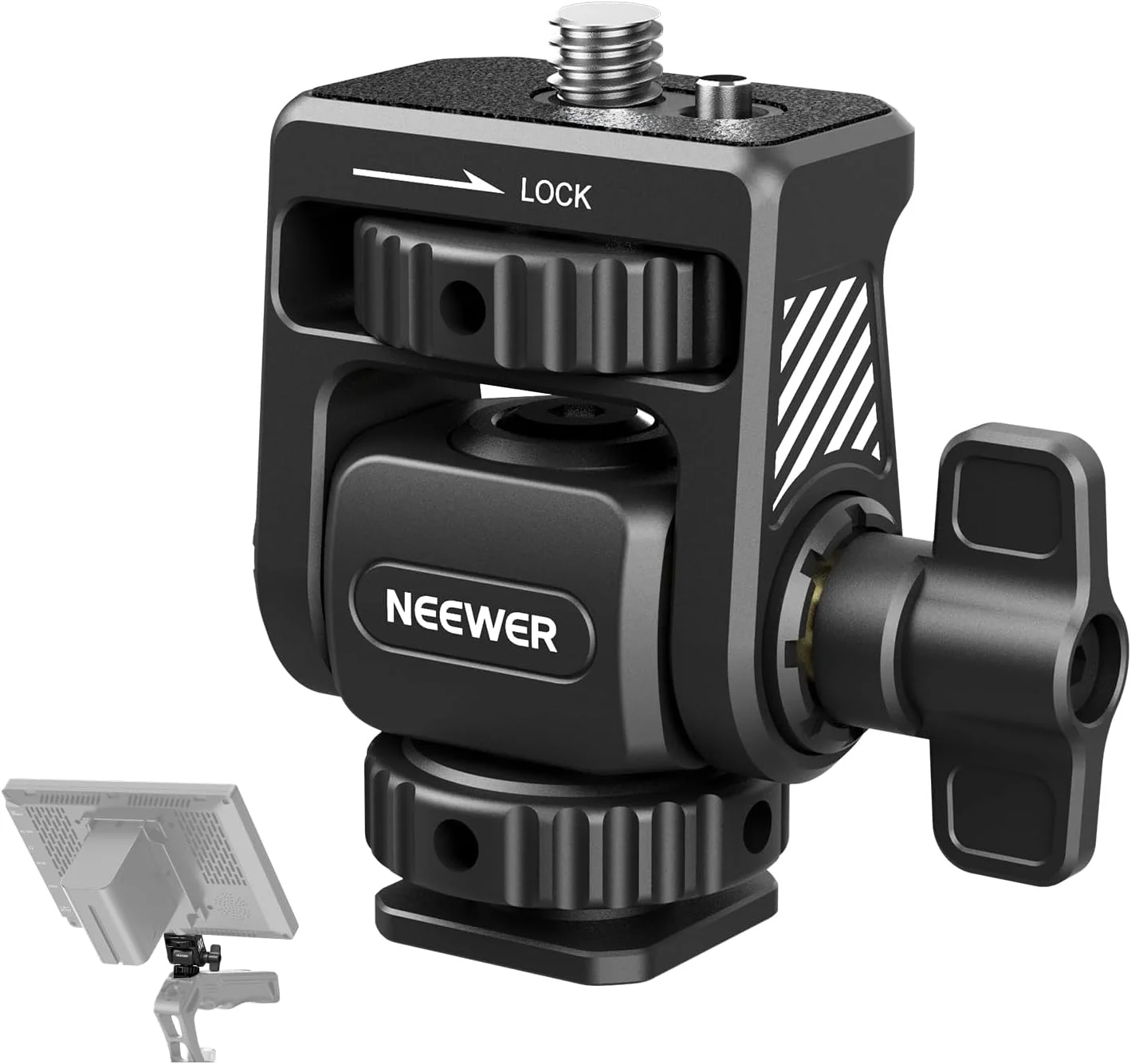 نگهدارنده مانیتور صحرایی NEEWER با کفشک سرد چرخش 360 درجه و شیب 180 درجه، سازگار با مانیتور دوربین Atomos Ninja 5 و 7 اینچی، قفس دوربین SmallRig، MA019