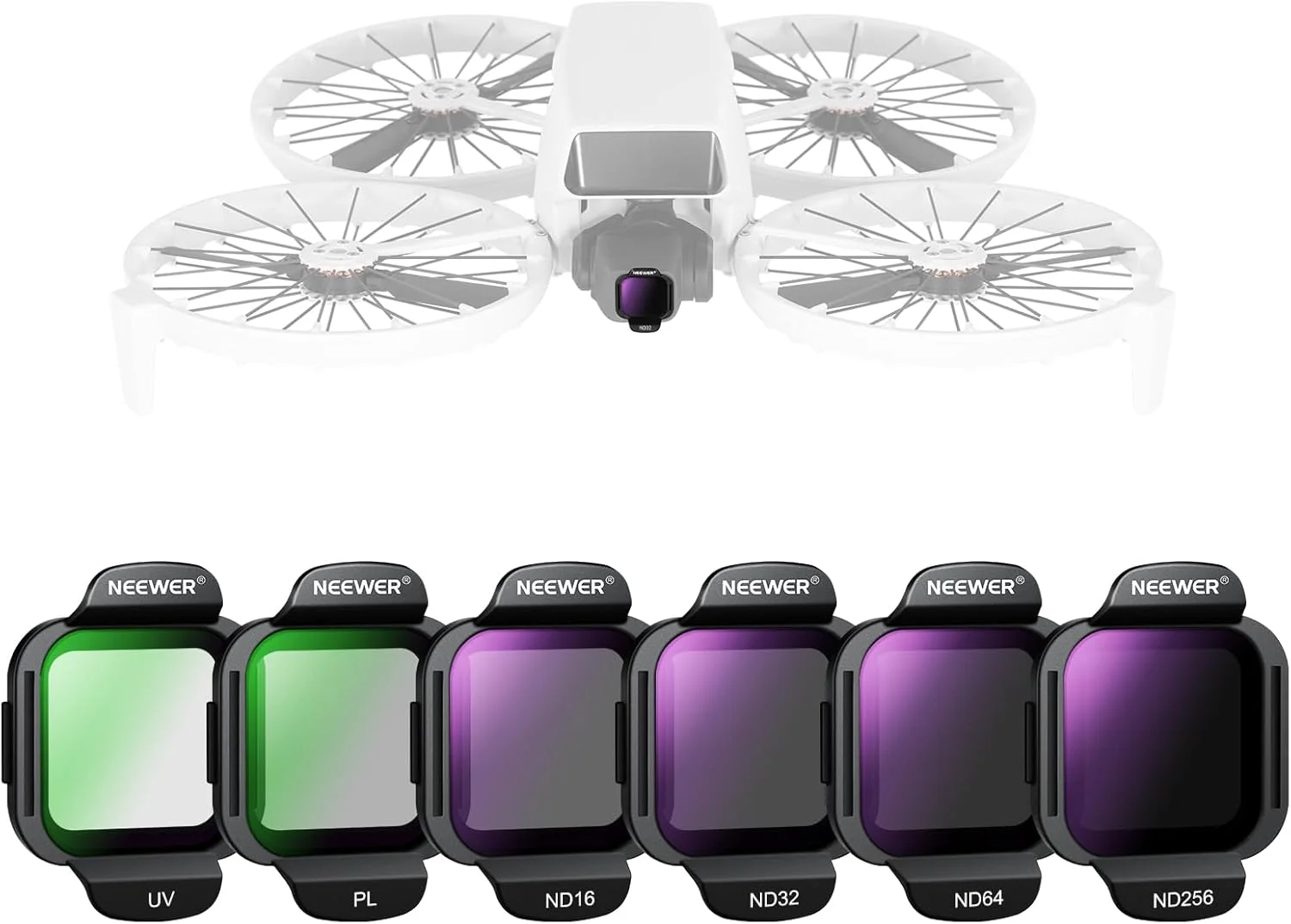 مجموعه فیلتر ND نیور سازگار با DJI Flip Drone، بسته 6 عددی، ND16 ND32 ND64 ND256 CPL UV، نصب آسان، شیشه HD اپتیکال چند لایه، فیلتر کاهنده نور مجموعه لوازم جانبی فیلتر پلاریزه دایره ای