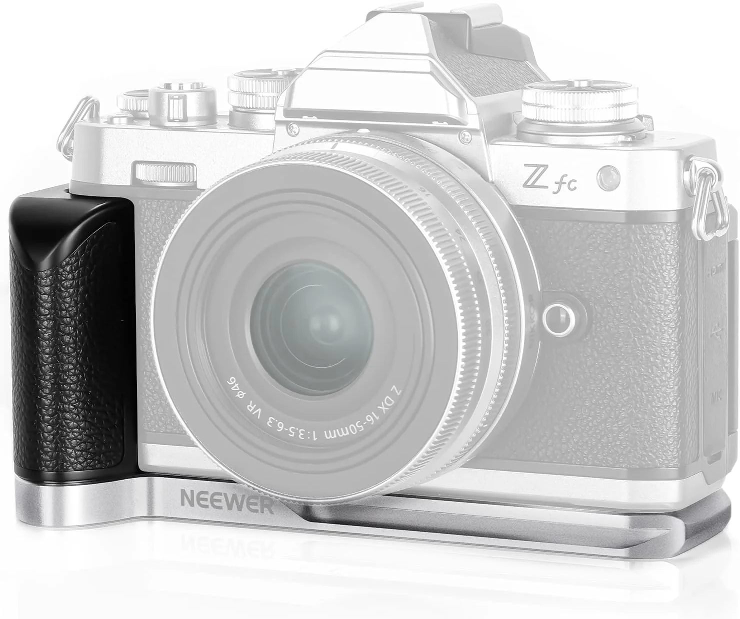 گریپ دوربین NEEWER برای Nikon Z fc، دسته L شکل آلیاژ آلومینیوم با روکش چرمی، رزوه ¼ اینچی، کفشک سرد و Arca Dovetail، سازگار با دوربین بدون آینه Nikon Z fc (VS108)