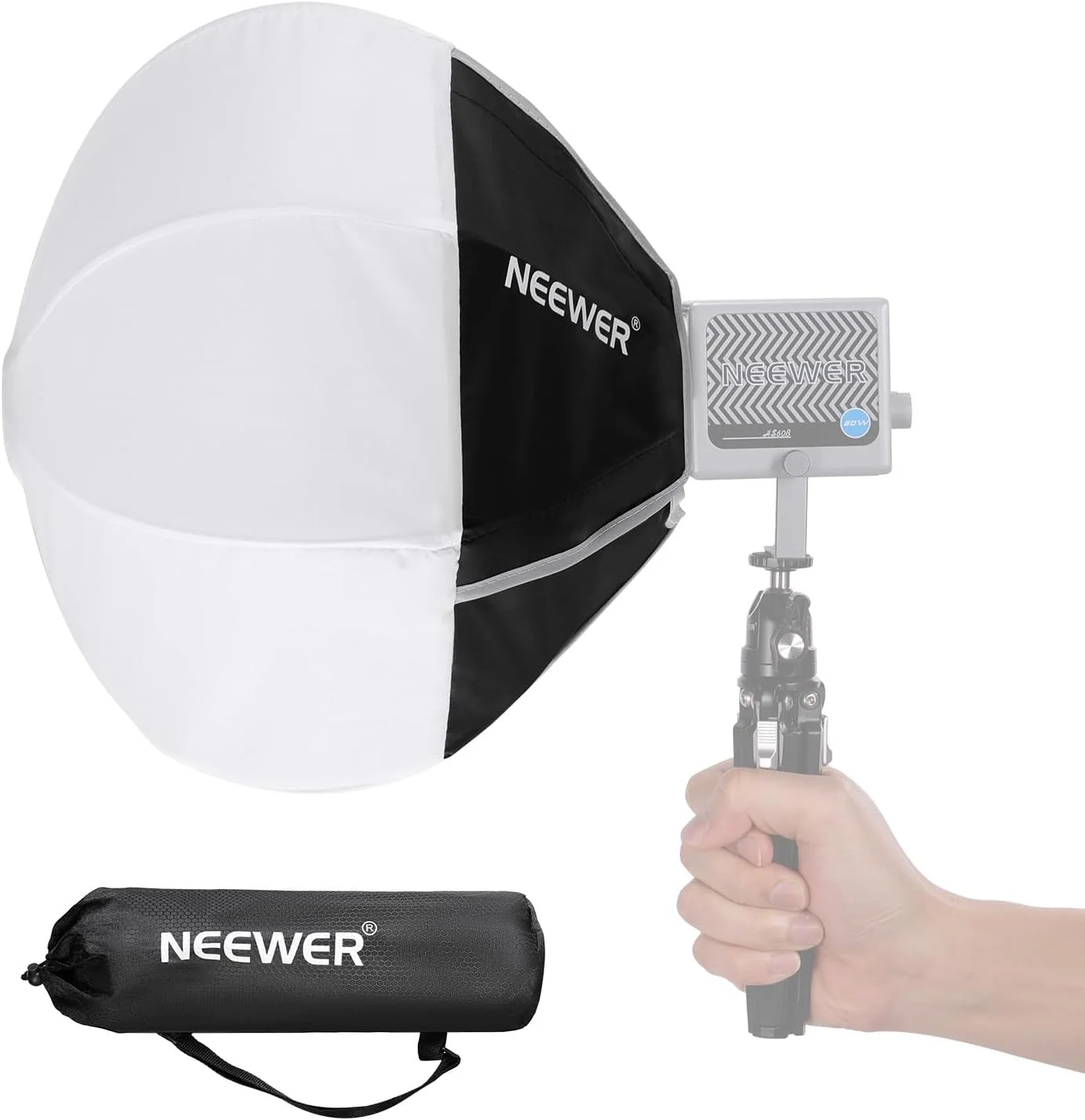 نرم باکس فانوسی 30 سانتی متری NEEWER برای نور ویدئویی LED مدل HS60B، پخش کننده نور 360 درجه سریع بازشو، مینی سافت باکس با پخش کننده/کیف برای عکس، ویدئو، پخش زنده، پرتره، و عکس های محصول، مدل NS7L