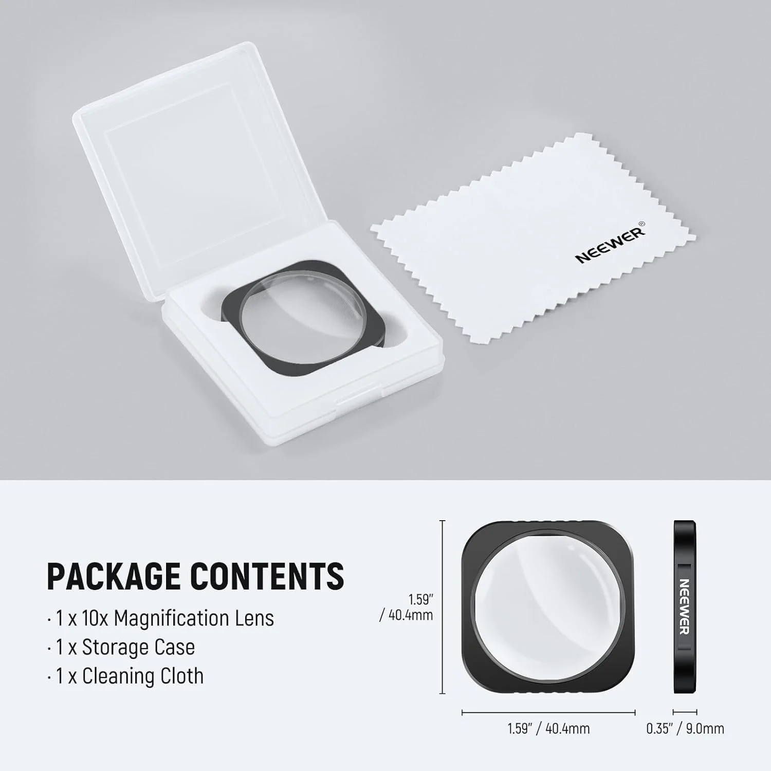 لنز ماکرو 10X نیوور سازگار با Insta360 Ace Pro/Ace Pro 2، لنز بزرگنمایی دوربین اکشن برای عکاسی ماکرو از نمای نزدیک، فاصله کانونی: 7-10 سانتی متر، غیر ضد آب، LS-C40