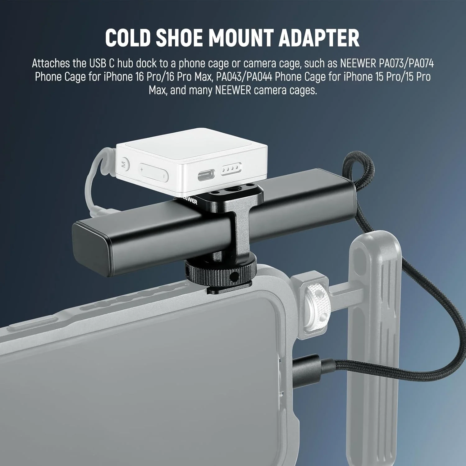 هاب داک USB C نیور با آداپتور کفشک سرد، دانگل آداپتور چند پورت 4 در 1 با 3 پورت USB C 3.1 Gen2 و 1 پورت PD 100W، سازگار با آیفون 16 15 آیپد مک اندروید PC لپ تاپ، PS020E