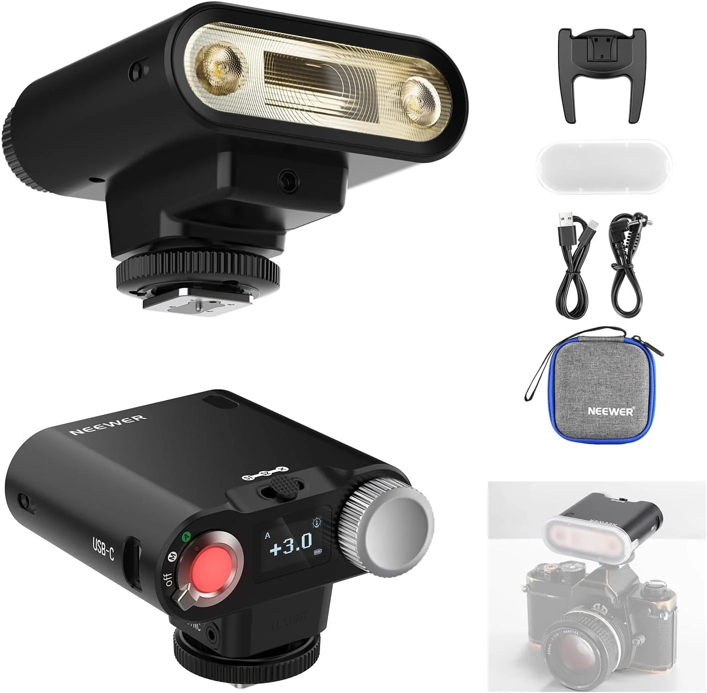 فلاش دوربین Neewer Z160، 22 وات GN14 6000±200K CCT اسپیدلایت، حالت A/M توان 1/1-1/128، باتری 7.2 ولت/1100 میلی آمپر ساعت، 650 نور با توان کامل، بازیافت 1.5 ثانیه، سازگار با دوربین های Canon Nikon Sony Fuji فلاش دوربین Neewer Z160، 22 وات GN14 6000±200K CCT اسپیدلایت، حالت A/M توان 1/1-1/128، باتری 7.2 ولت/1100 میلی آمپر ساعت، 650 نور با توان کامل، بازیافت 1.5 ثانیه، سازگار با دوربین های Canon Nikon Sony Fuji