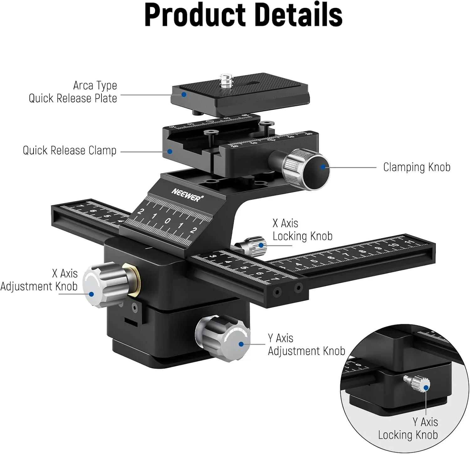 ریل فوکوس ماکرو 4 طرفه NEEWER با صفحه رهاسازی سریع برای Arca Type، رزوه 1/4 اینچی برای عکاسی ماکرو و کلوزآپ، سازگار با دوربین های DSLR بدون آینه Canon Nikon Fujifilm Sony ریل فوکوس ماکرو 4 طرفه NEEWER با صفحه رهاسازی سریع برای Arca Type، رزوه 1/4 اینچی برای عکاسی ماکرو و کلوزآپ، سازگار با دوربین های DSLR بدون آینه Canon Nikon Fujifilm Sony