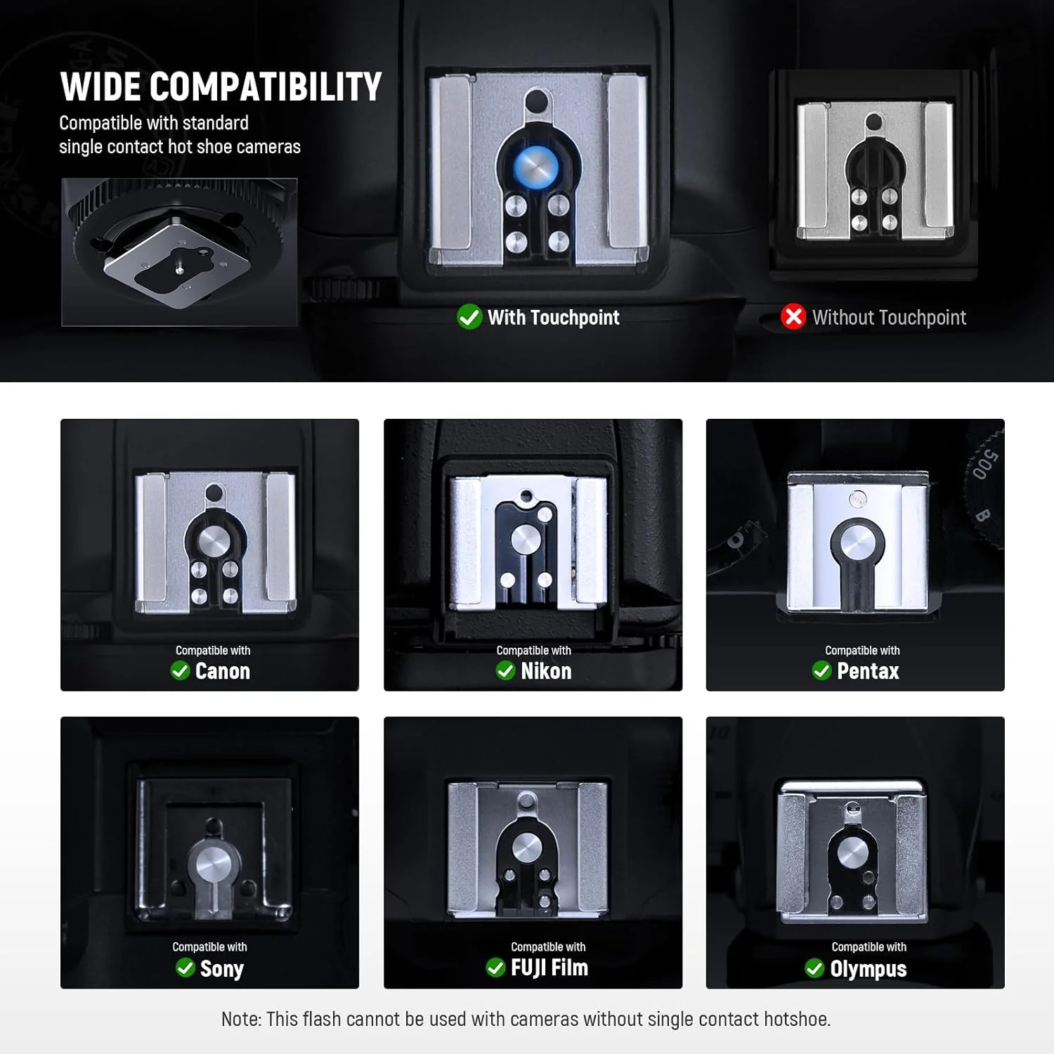 فلاش دوربین Neewer Z160، 22 وات GN14 6000±200K CCT اسپیدلایت، حالت A/M توان 1/1-1/128، باتری 7.2 ولت/1100 میلی آمپر ساعت، 650 نور با توان کامل، بازیافت 1.5 ثانیه، سازگار با دوربین های Canon Nikon Sony Fuji فلاش دوربین Neewer Z160، 22 وات GN14 6000±200K CCT اسپیدلایت، حالت A/M توان 1/1-1/128، باتری 7.2 ولت/1100 میلی آمپر ساعت، 650 نور با توان کامل، بازیافت 1.5 ثانیه، سازگار با دوربین های Canon Nikon Sony Fuji