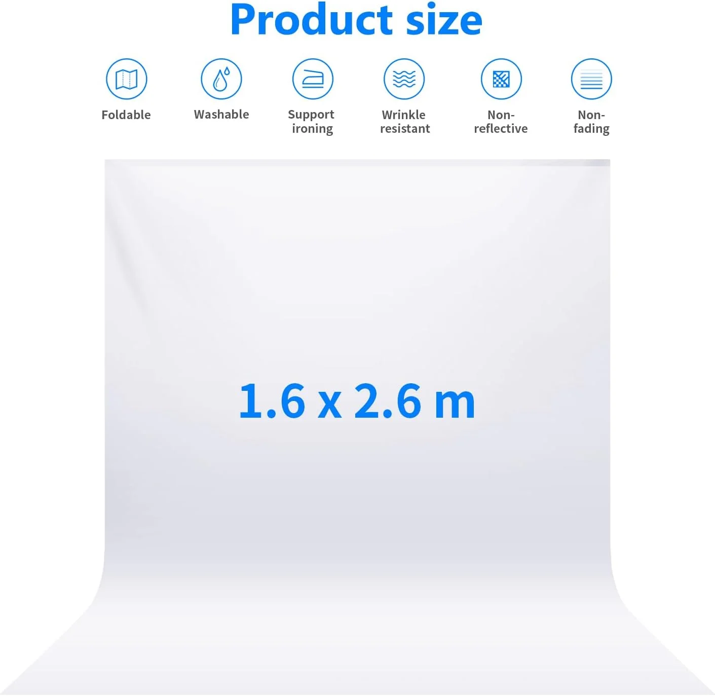 پس زمینه تاشو پلی استر خالص استودیوی عکس نیور 1.6x2.6 متری برای عکاسی، فیلمبرداری و تلویزیون (فقط پس زمینه) - سفید پس زمینه تاشو پلی استر خالص استودیوی عکس نیور 1.6x2.6 متری برای عکاسی، فیلمبرداری و تلویزیون (فقط پس زمینه) - سفید