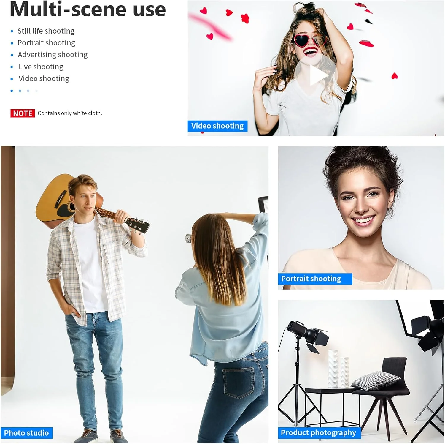 پس زمینه تاشو پلی استر خالص استودیوی عکس نیور 1.6x2.6 متری برای عکاسی، فیلمبرداری و تلویزیون (فقط پس زمینه) - سفید پس زمینه تاشو پلی استر خالص استودیوی عکس نیور 1.6x2.6 متری برای عکاسی، فیلمبرداری و تلویزیون (فقط پس زمینه) - سفید