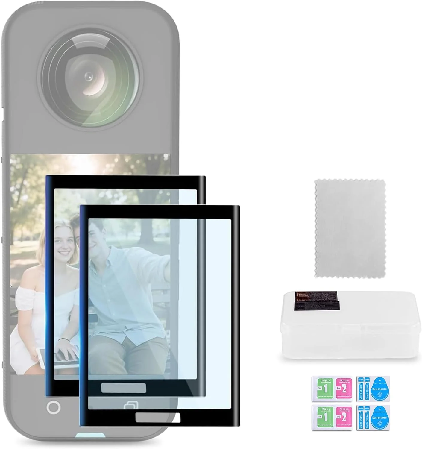 مجموعه لوازم جانبی محافظ صفحه نمایش NEEWER X4/X5 (2 عدد) سازگار با دوربین های اکشن Insta360 X5 و Insta360 X4، فیلم محافظ صفحه لمسی شیشه ای حرارت دیده 9H HD ضد خش، CA146