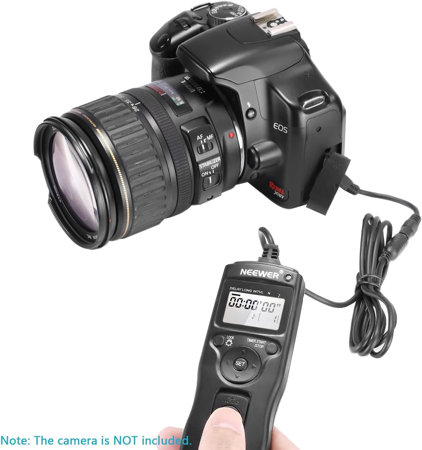 ریموت کنترل تایمر شاتر Neewer سازگار با Canon EOS 550D/Rebel T2i, 450D/Xsi, 400D/Xti, 350D/XT, 300D 60D 600D 500D 1100D 1000D 10D 20D 30D 40D 50D