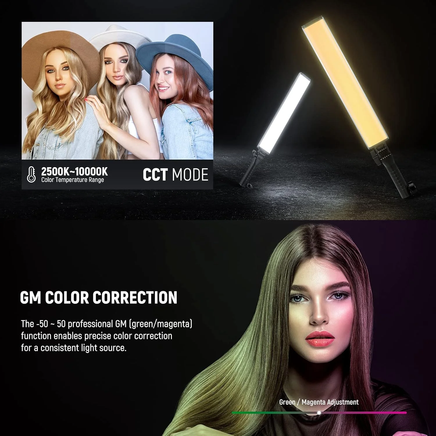 عصای نور RGB نیور با کنترل 2.4G/APP، میکسر رنگ RGBWW با قابلیت لمس 360 درجه، نورپردازی ویدیویی LED دستی با دمای رنگ 2500K-10000K، CRI/TLCI97+، 18 صحنه، باتری 7.4V/31Wh، BH30S