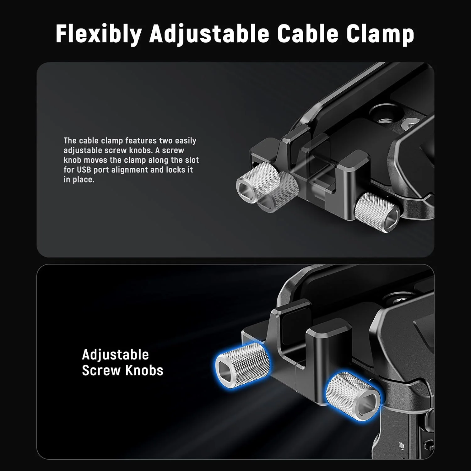 نگهدارنده SSD نیور 40-65 میلی‌متری با پایه نصب رهاسازی سریع SSD و گیره کابل سازگار با قفس تلفن SmallRig برای آیفون 16 پرو مکس 15 پرو مکس سامسونگ S24 Ultra T9 T7 T5 SanDisk، PA065