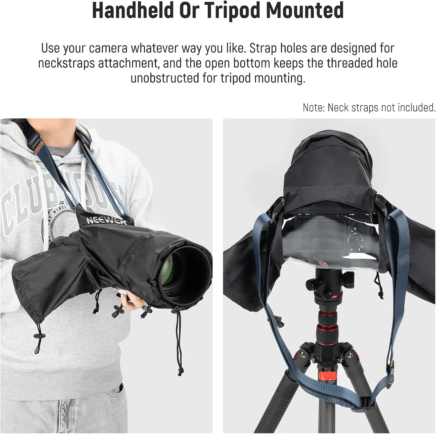 محافظ باران دوربین نیوئر، سایز کوچک، بارانی نایلونی بادوام سازگار با دوربین های DSLR، بدون آینه و دوربین های ویلاگ کانن، سونی، نیکون و لنزهای تا 200 میلی متر، دارای آستین، بند کشی و پنجره دید، PB003 محافظ باران دوربین نیوئر، سایز کوچک، بارانی نایلونی بادوام سازگار با دوربین های DSLR، بدون آینه و دوربین های ویلاگ کانن، سونی، نیکون و لنزهای تا 200 میلی متر، دارای آستین، بند کشی و پنجره دید، PB003