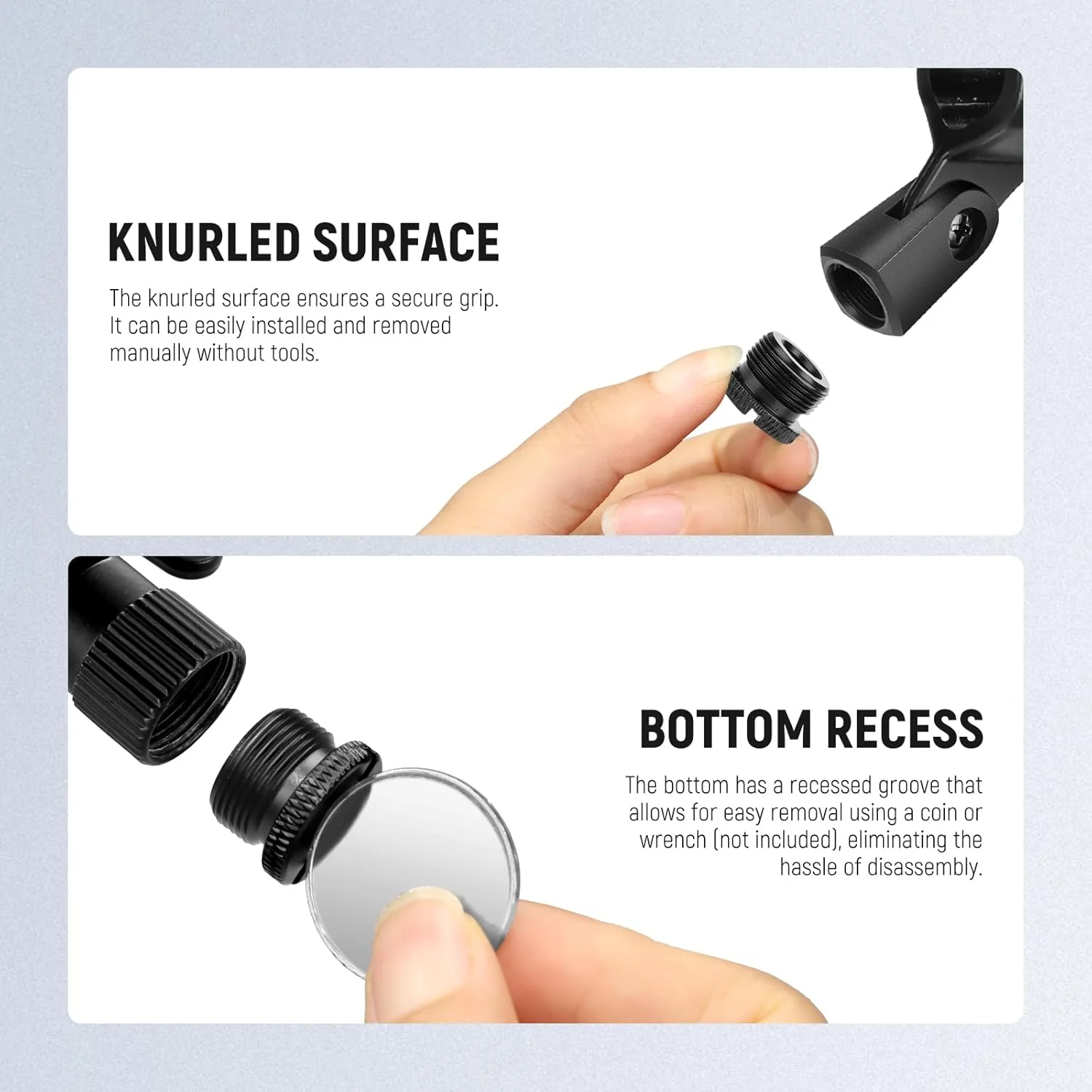 کیت لوازم جانبی افزایش طول پایه میکروفون نیور، 6 قطعه، لوله های بافر افزایش دهنده نگهدارنده میکروفون آلیاژ آلومینیوم و آداپتورهای نصب رزوه ای 5/8 اینچ نر به 3/8 اینچ ماده برای بازوی بوم پایه رومیزی، HW-44