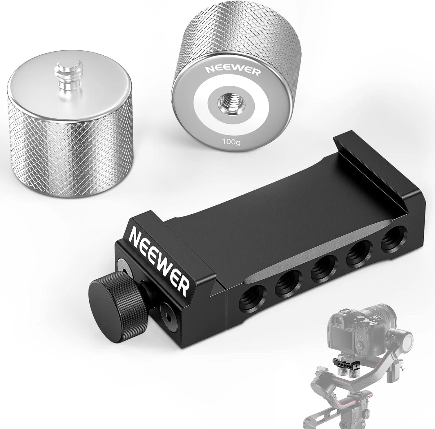 کیت وزنه تعادل و گیره گیمبال NEEWER، سازگار با DJI Ronin RS3 Pro/RS3/RS2/RSC2/ZHIYUN Crane 2S/3S/Weebill S/Moza Air 2/AirCross 2 برای متعادل سازی لنزهای بلند (GA001)