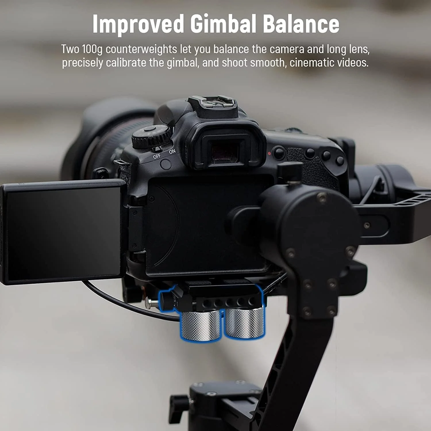 کیت وزنه تعادل و گیره گیمبال NEEWER، سازگار با DJI Ronin RS3 Pro/RS3/RS2/RSC2/ZHIYUN Crane 2S/3S/Weebill S/Moza Air 2/AirCross 2 برای متعادل سازی لنزهای بلند (GA001)