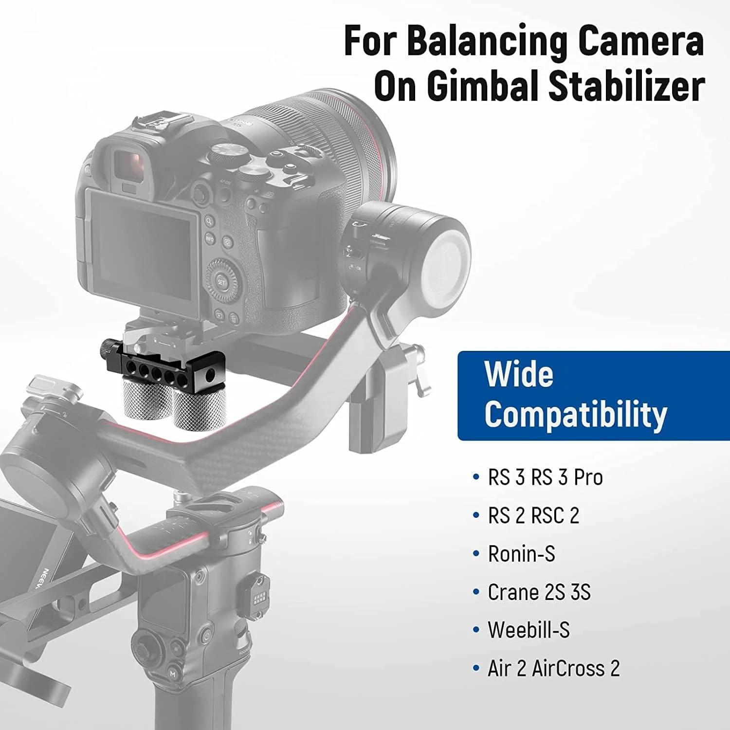 کیت وزنه تعادل و گیره گیمبال NEEWER، سازگار با DJI Ronin RS3 Pro/RS3/RS2/RSC2/ZHIYUN Crane 2S/3S/Weebill S/Moza Air 2/AirCross 2 برای متعادل سازی لنزهای بلند (GA001)