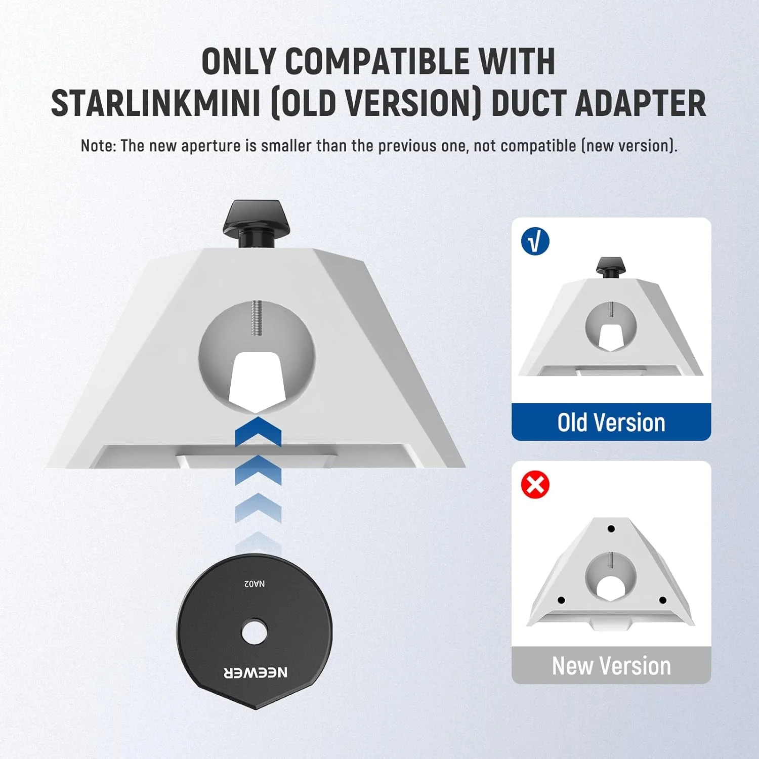 کیت لوازم جانبی نصب آلومینیومی NEEWER سازگار با Starklink Mini، پایه گیره فوق العاده قفسه سقفی قابل تنظیم، کیت گیره میله نردبان RV برای قایق تفریحی، مناسب برای آداپتور لوله جدید نیست، ST83+NA02