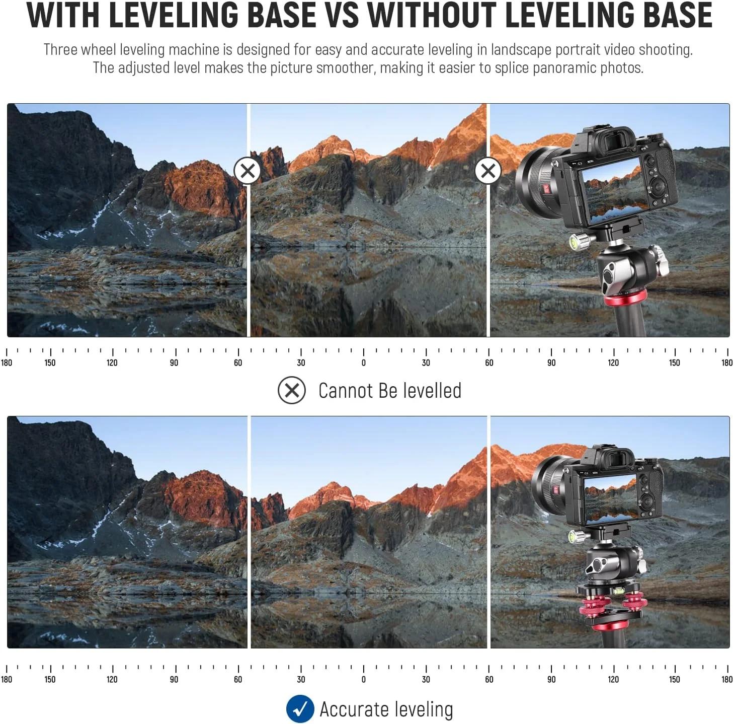 تراز پایه سه پایه NEEWER، تراز دوربین آلیاژ آلومینیوم درجه هواپیما، سر سه محوره سه چرخ، رزوه 3/8 اینچی، تنظیم زاویه دقیق 5- درجه برای عکاسی پانوراما ماکرو، LP64 تراز پایه سه پایه NEEWER، تراز دوربین آلیاژ آلومینیوم درجه هواپیما، سر سه محوره سه چرخ، رزوه 3/8 اینچی، تنظیم زاویه دقیق 5- درجه برای عکاسی پانوراما ماکرو، LP64