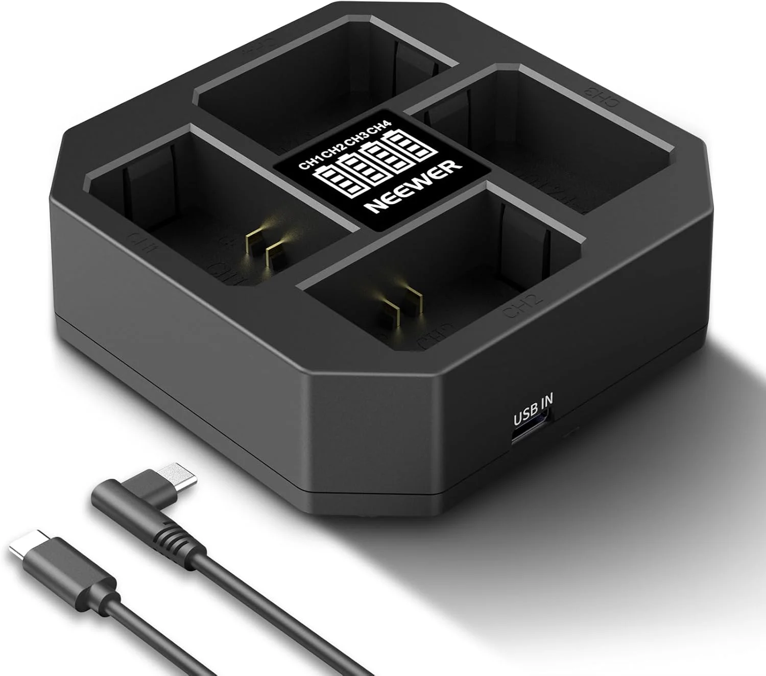 شارژر 4 کاناله NP-FZ100 نیور سازگار با Sony A7 IV A9iii A1 A7R V A7Cii A6700 ZV-E1 FX3 FX30، شارژر باتری NP-FZ100 با شارژ سریع 45 واتی PD با نمایشگر باتری، کابل USB C PD 45 واتی، NW-Z4