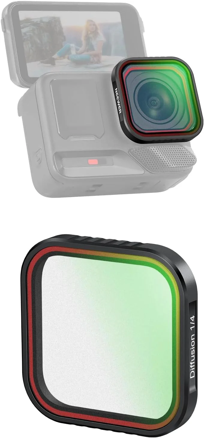فیلتر دیفیوژن مه سیاه 1/4 نیور سازگار با Insta360 Ace Pro و Insta 360 Ace Pro 2، فیلتر لنز دوربین اکشن شیشه ای اپتیکال HD چند لایه، مدل FL-C21