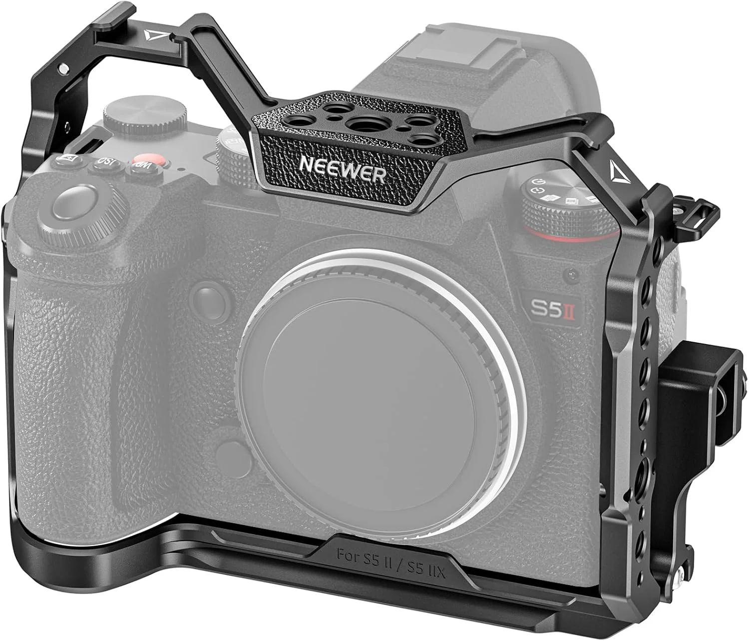 محافظ دوربین NEEWER G9 II S5 II Cage S5 IIX با بست کابل HDMI، ریل ناتو، پایه QR Arca، رزوه 3/8 اینچی ARRI، رزوه 1/4 اینچی، کفشک سرد، سازگار با Panasonic LUMIX S5 II/S5 IIX DJI RS2 RS3 Gimbal، CA020