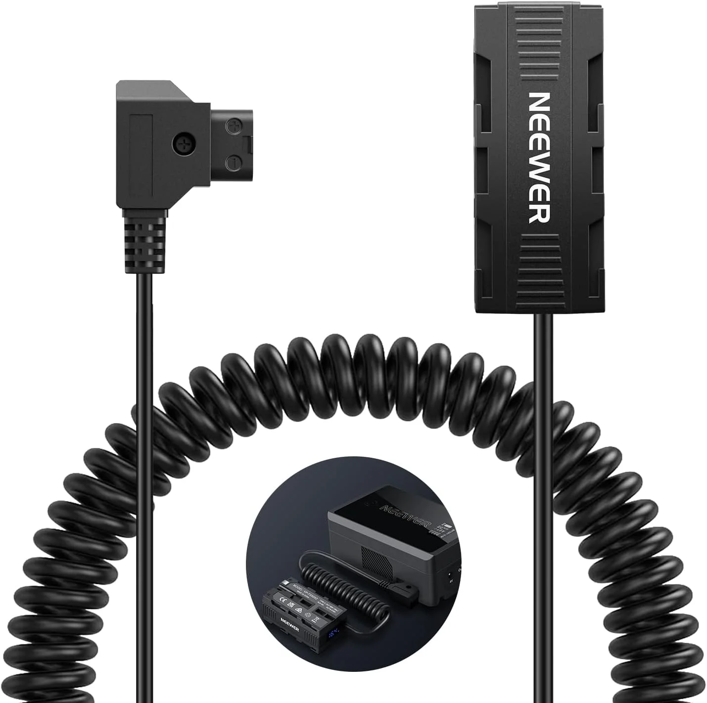 آداپتور باتری تقلبی دو طرفه NEEWER با نمایشگر، شارژر اسپلیتر USB C به D Tap سازگار با مانیتورهای Atomos Ninja Shinobi، فرستنده ویدیویی DJI SDR، Sony NP-F970/750/550، VP-F550X2