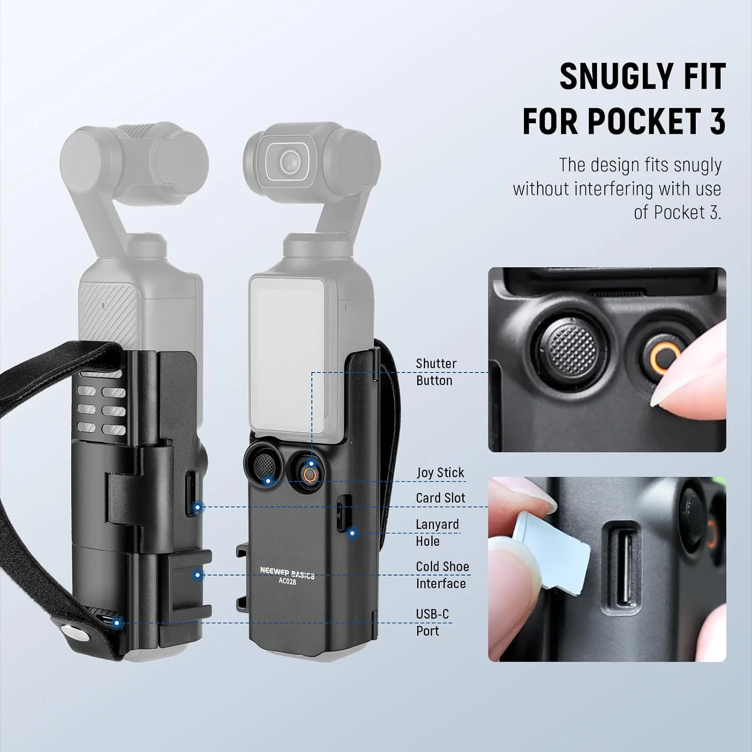 کیف محافظ پایه NEEWER با بند دستی، سازگار با DJI Osmo Pocket 3، لوازم جانبی Pocket 3 Creator Combo، دسته توسعه، قاب توسعه محفظه، کفشک سرد، پورت Type C، اسلات کارت SD کیف محافظ پایه NEEWER با بند دستی، سازگار با DJI Osmo Pocket 3، لوازم جانبی Pocket 3 Creator Combo، دسته توسعه، قاب توسعه محفظه، کفشک سرد، پورت Type C، اسلات کارت SD