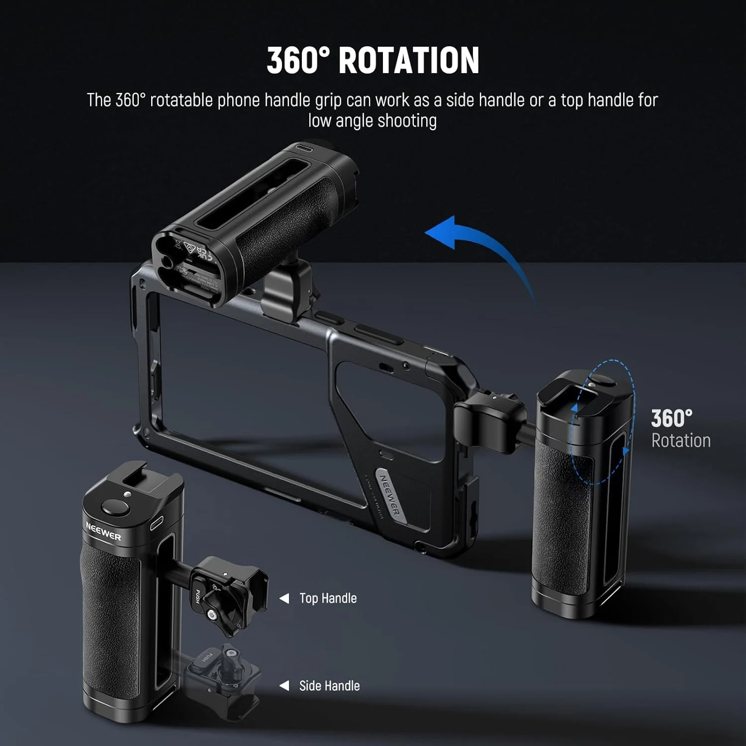 دسته جانبی با رهاسازی شاتر از راه دور بلوتوثی NEEWER، کفشک سرد، شارژ USB C، دستگیره کانتوری برای قفس تلفن سازگار با iPhone 16 Pro Max 15 Pro Max S24 Ultra، PA005E PRO دسته جانبی با رهاسازی شاتر از راه دور بلوتوثی NEEWER، کفشک سرد، شارژ USB C، دستگیره کانتوری برای قفس تلفن سازگار با iPhone 16 Pro Max 15 Pro Max S24 Ultra، PA005E PRO
