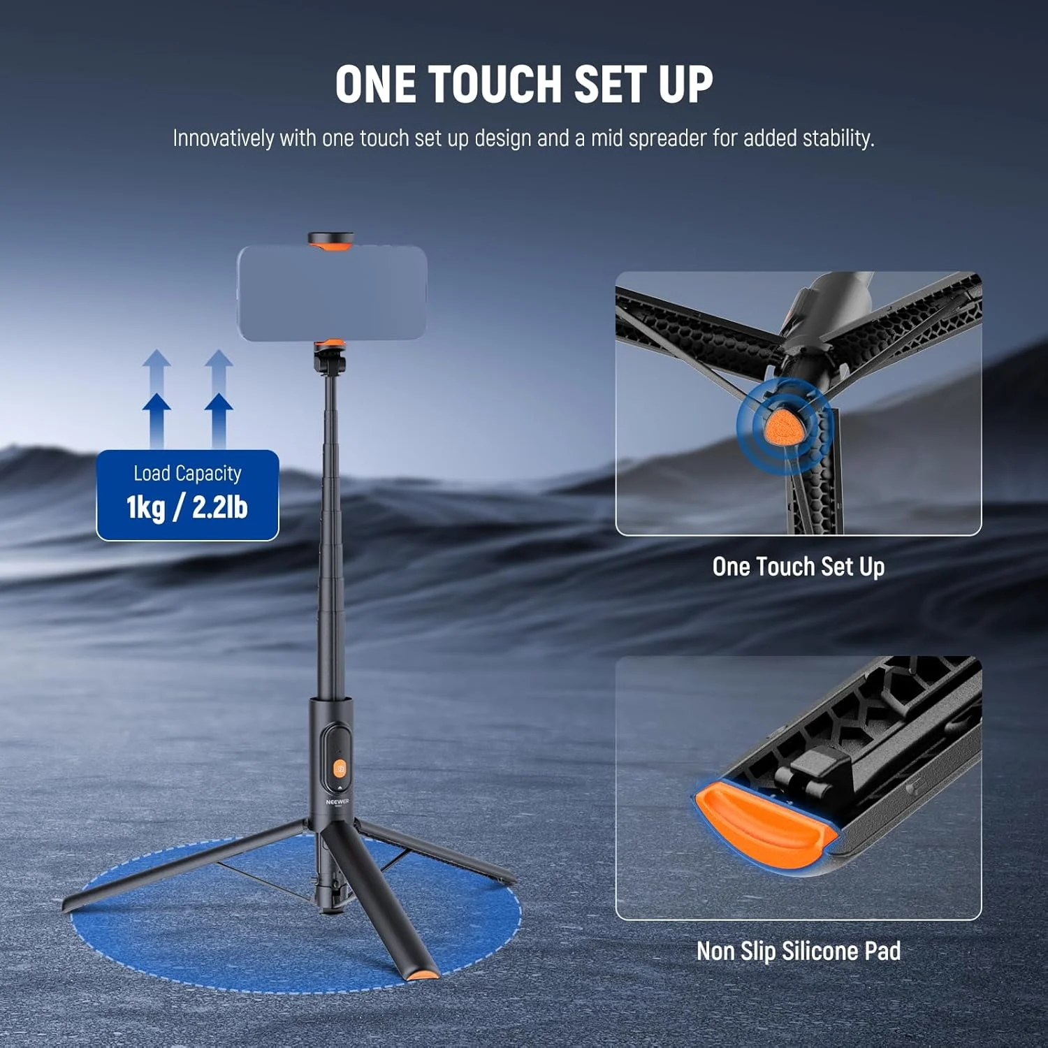 پایه سلفی و سه پایه 147 سانتیمتری نیوئر سازگار با آیفون، سامسونگ و اندروید، پایه نگهدارنده گوشی فلزی سبک و قابل حمل با گیره نگهدارنده گوشی و ریموت برای ضبط فیلم و ویدیو، مدل PA992 مشکی پایه سلفی و سه پایه 147 سانتیمتری نیوئر سازگار با آیفون، سامسونگ و اندروید، پایه نگهدارنده گوشی فلزی سبک و قابل حمل با گیره نگهدارنده گوشی و ریموت برای ضبط فیلم و ویدیو، مدل PA992 مشکی