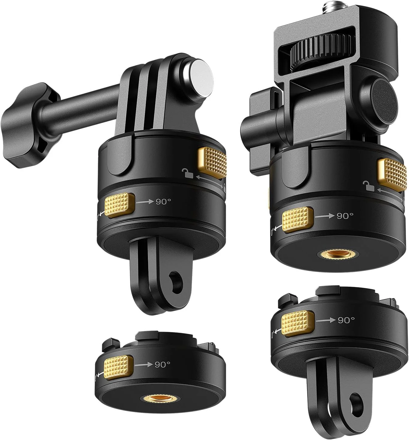 کیت مانت دوربین اکشن 4 در 1 نیور، سازگار با Hero 13-11 Max DJI Osmo Action Insta360، براکت رهاسازی سریع آهنربایی فلزی با رزوه 1/4 اینچی برای ضبط POV، GP-23