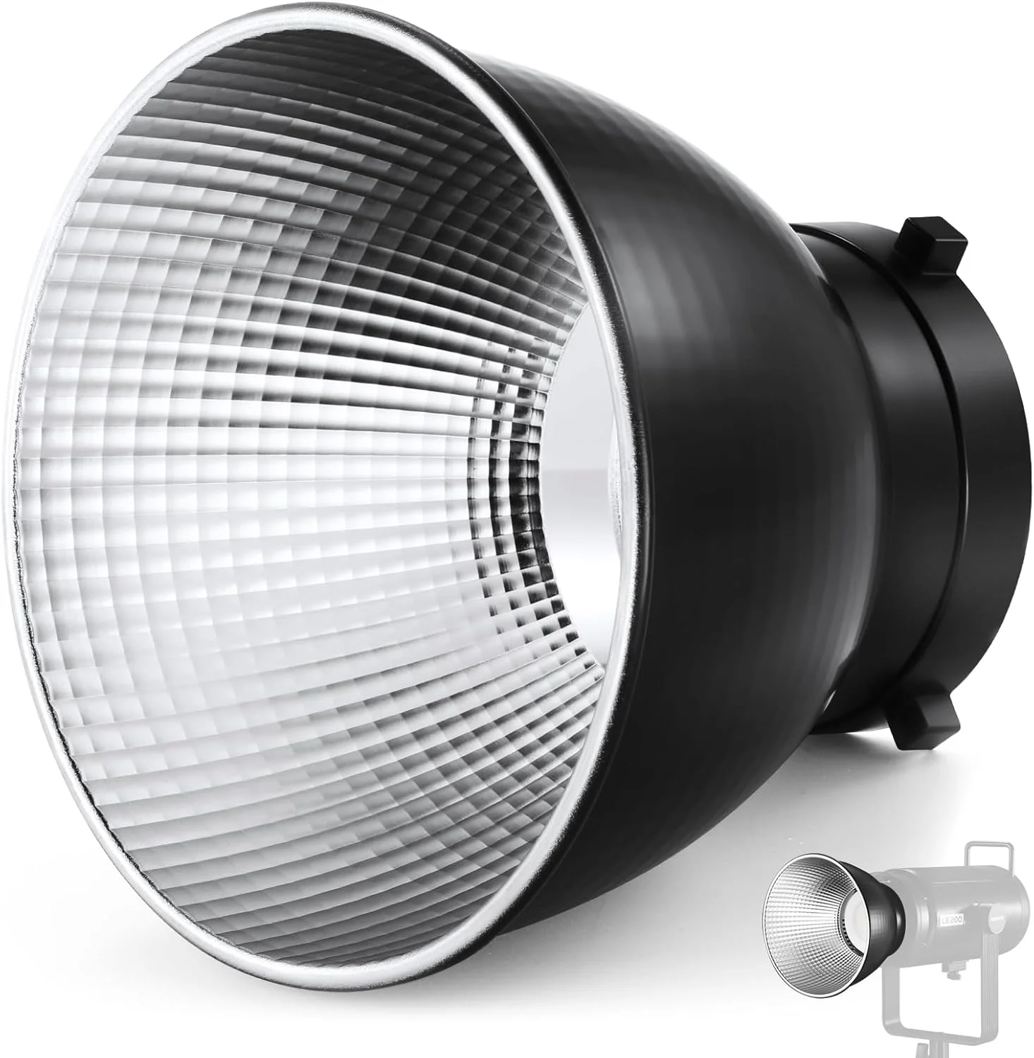 دیفیوزر رفلکتور استاندارد طرح پولک ماهی نیوئر RF1 با مانت بوئنز، 18 سانتی متر، مناسب برای نورهای ویدیویی LED و فلاش استودیویی