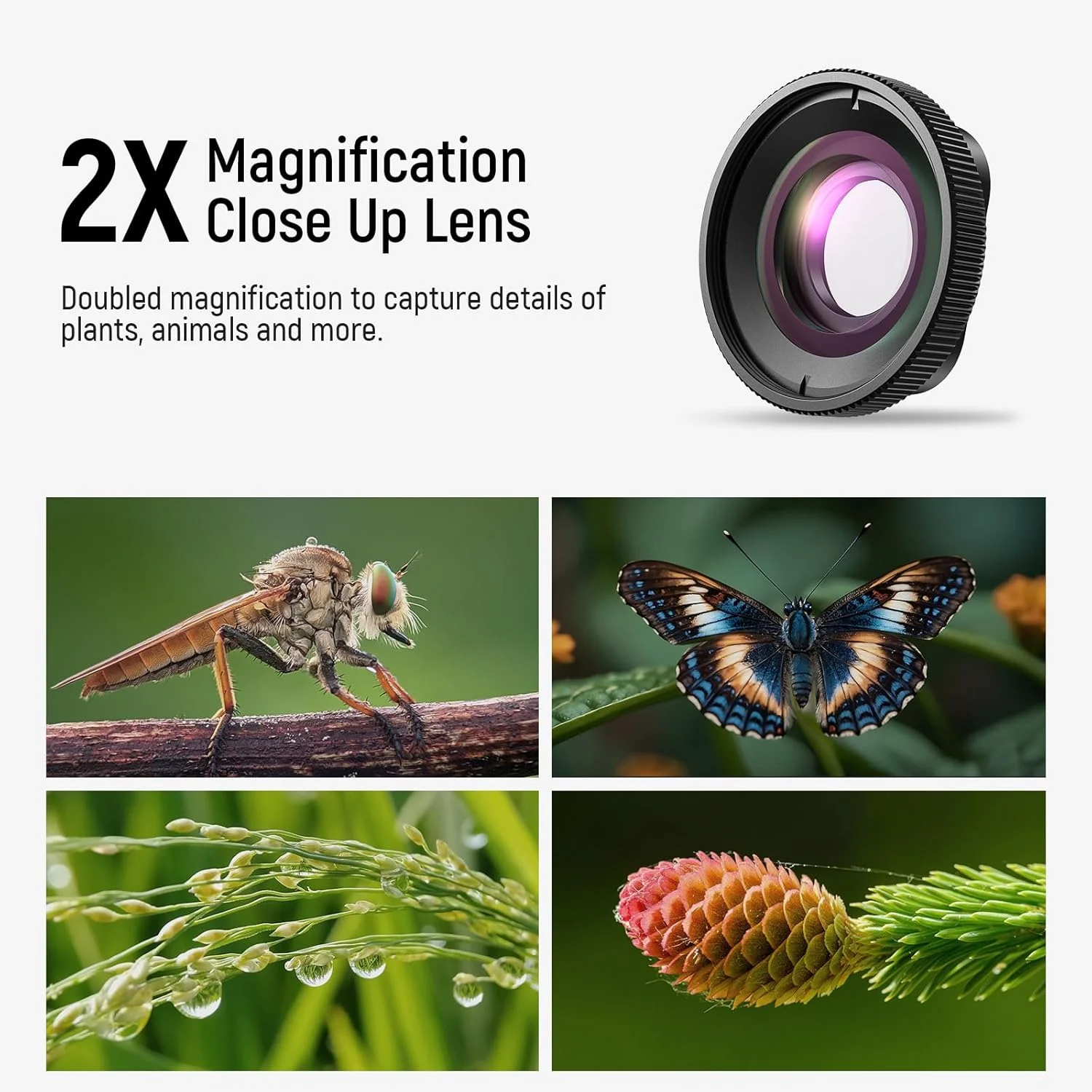 لنز ماکرو بزرگنمایی 2 برابری NEEWER با فاصله کانونی 7-10 سانتی متر، سازگار با دوربین های اکشن GoPro Hero 13 12 11 10 9 مدل LS-65 (غیر ضد آب)