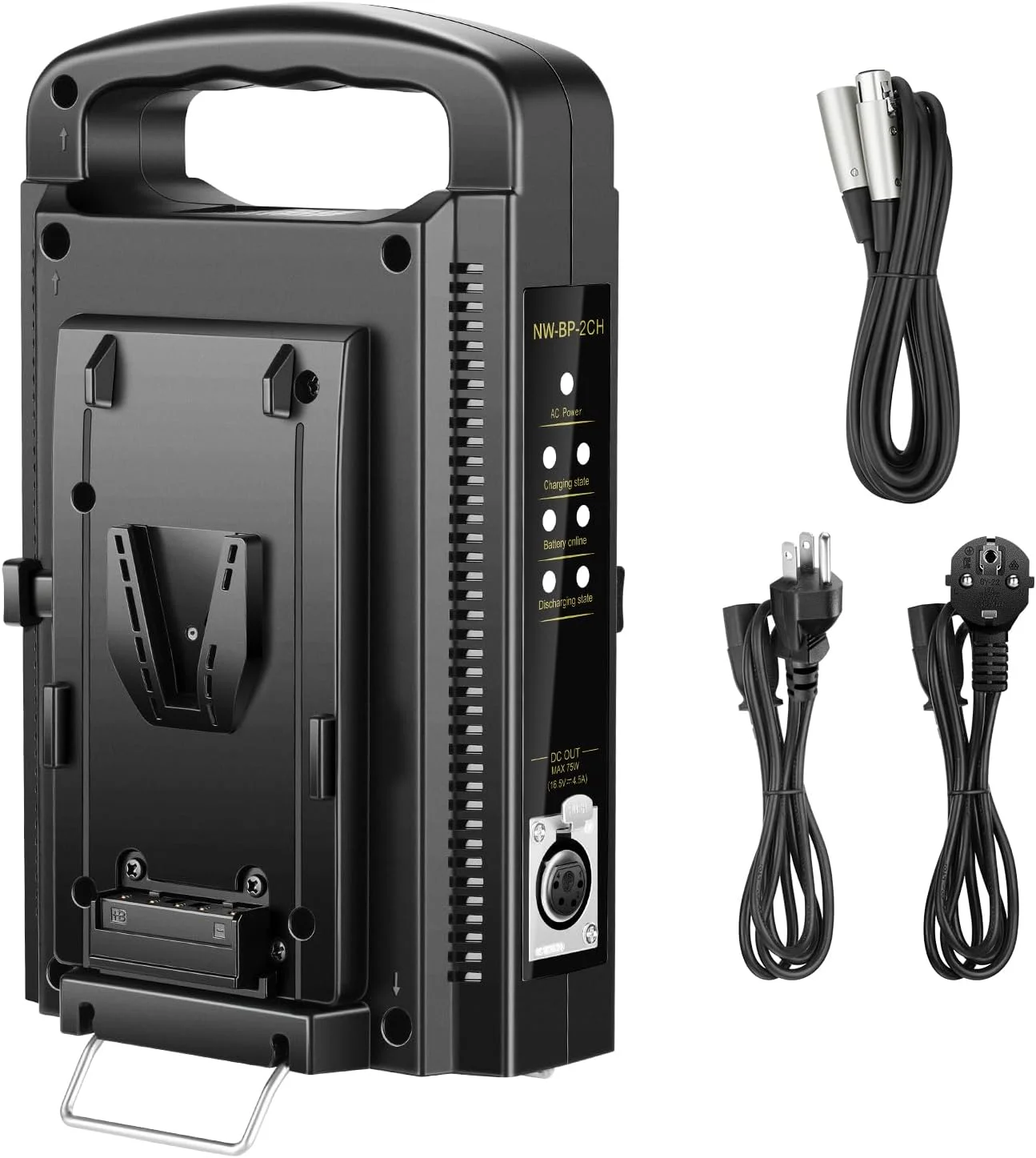 شارژر دو کاناله باتری با مانت وی/وی-لاک نیور با منبع تغذیه 16.5 ولت DC، سازگار با تمام صفحات وی-مانت (باتری شامل نمی شود)