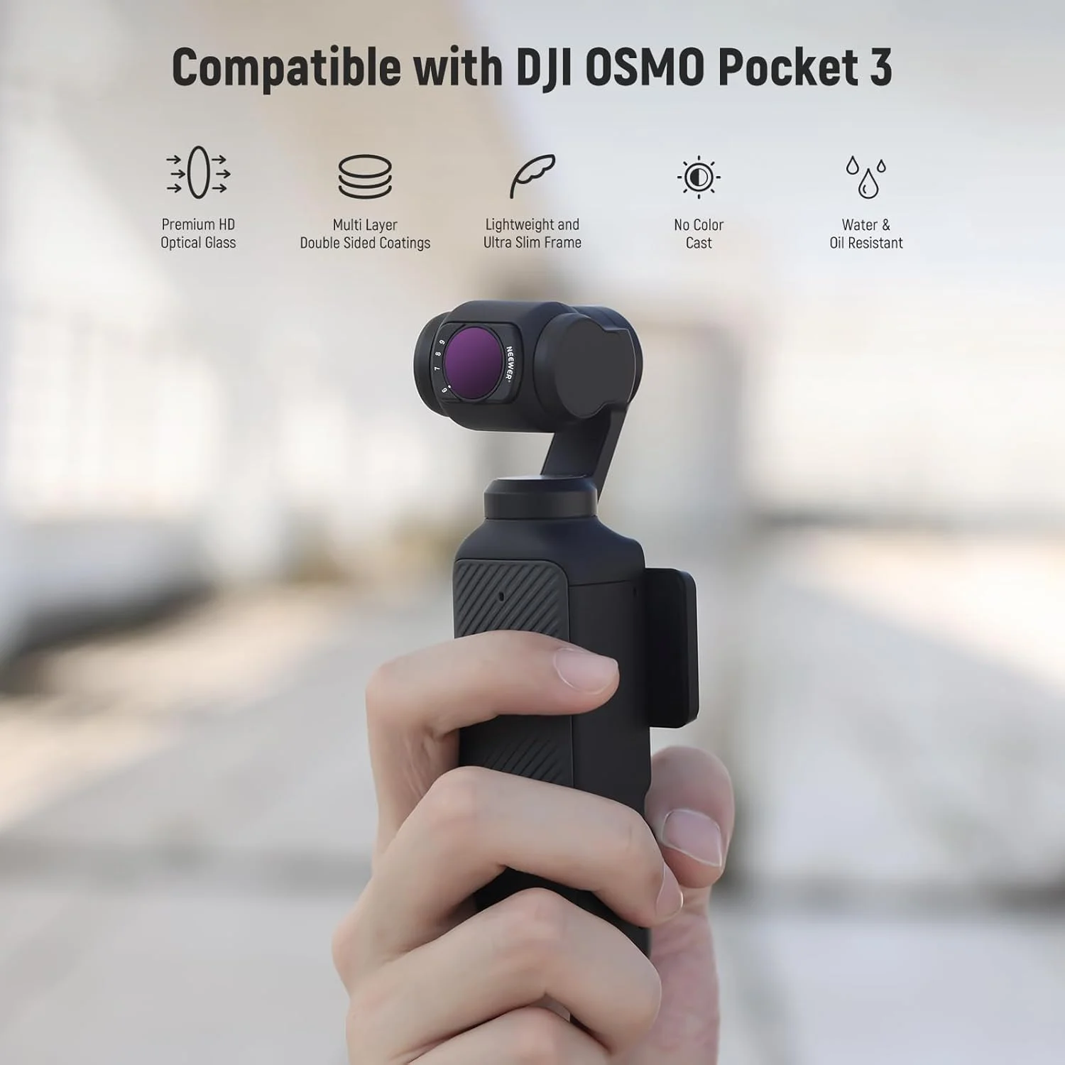 مجموعه فیلتر مغناطیسی متغیر ND، UV و CPL نیور سازگار با لوازم جانبی DJI OSMO Pocket 3 Creator Combo، فیلتر دوربین اکشن 4 عددی UV CPL ND2-32(1-5 Stop) ND64-512(6-9 Stop) فیلترهای کاهنده نور